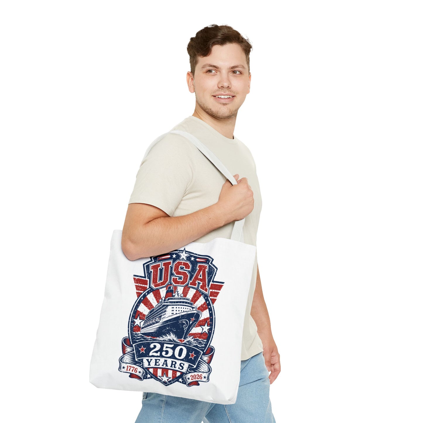USA 250 Years Commemorative Tote Bag — 1776-2026 Patriotic Cruise Emblem