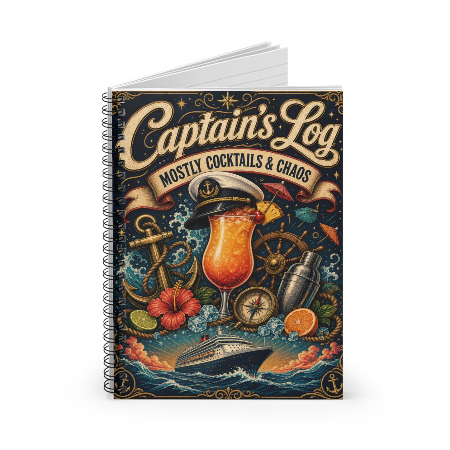 Captain's Log Mostly Cocktails & Chaos Nautical Spiral Cruise Journal
