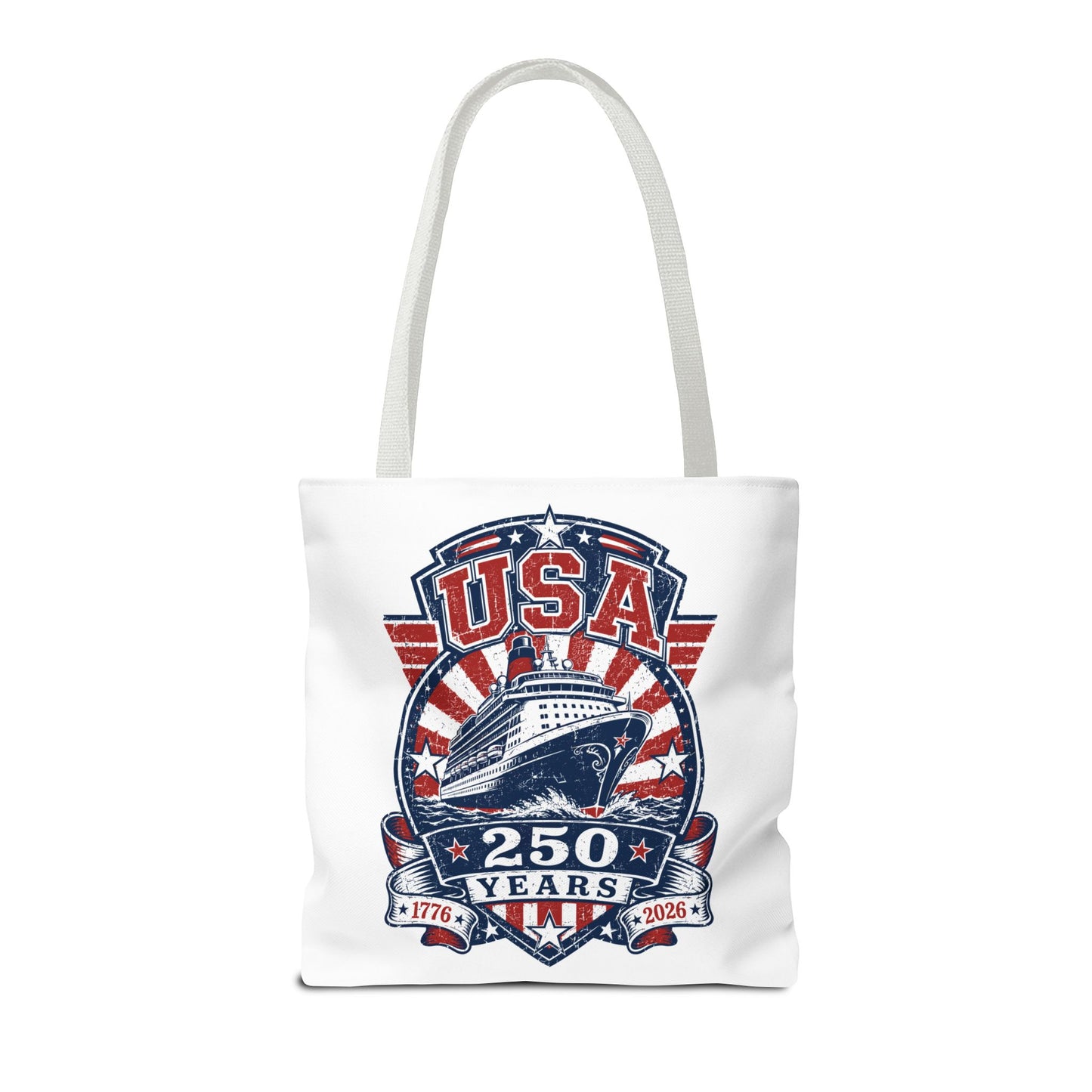 USA 250 Years Commemorative Tote Bag — 1776-2026 Patriotic Cruise Emblem