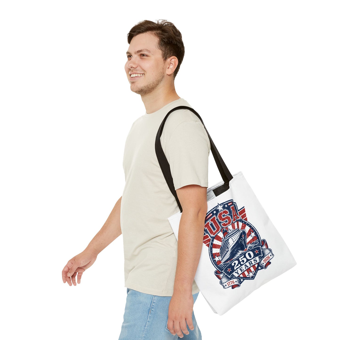 USA 250 Years Commemorative Tote Bag — 1776-2026 Patriotic Cruise Emblem