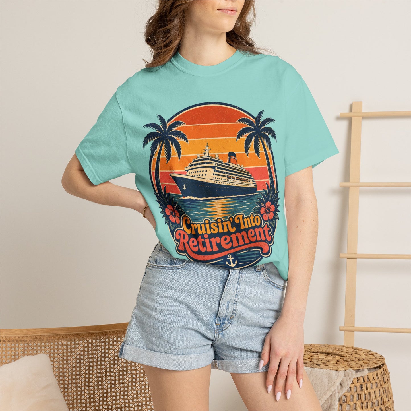 Cruisin' Into Retirement T-Shirt — Retro Cruise Vacation Retirement Gift