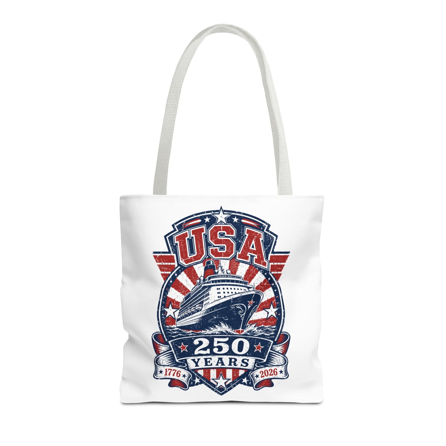 USA 250 Years Commemorative Tote Bag — 1776-2026 Patriotic Cruise Emblem