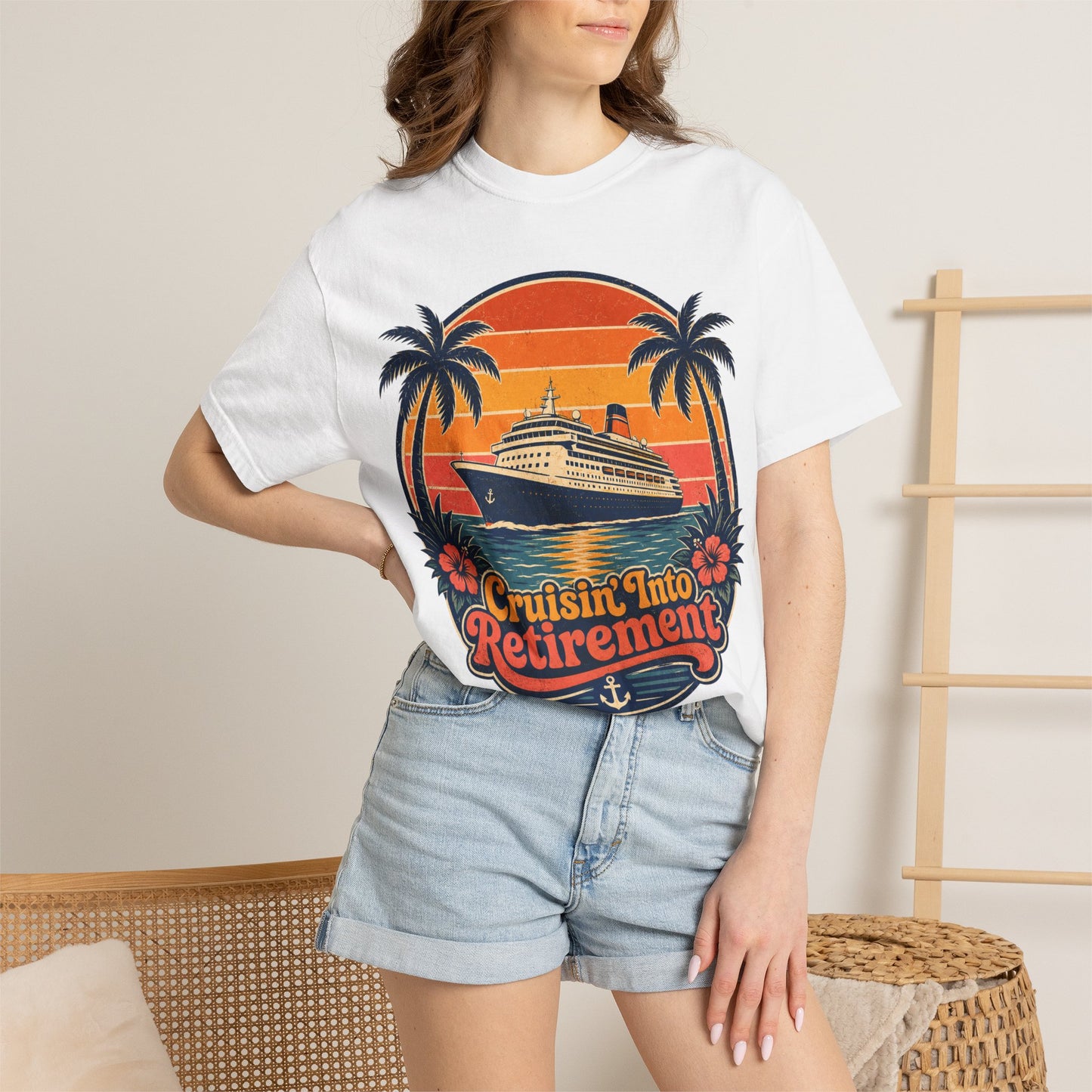 Cruisin' Into Retirement T-Shirt — Retro Cruise Vacation Retirement Gift