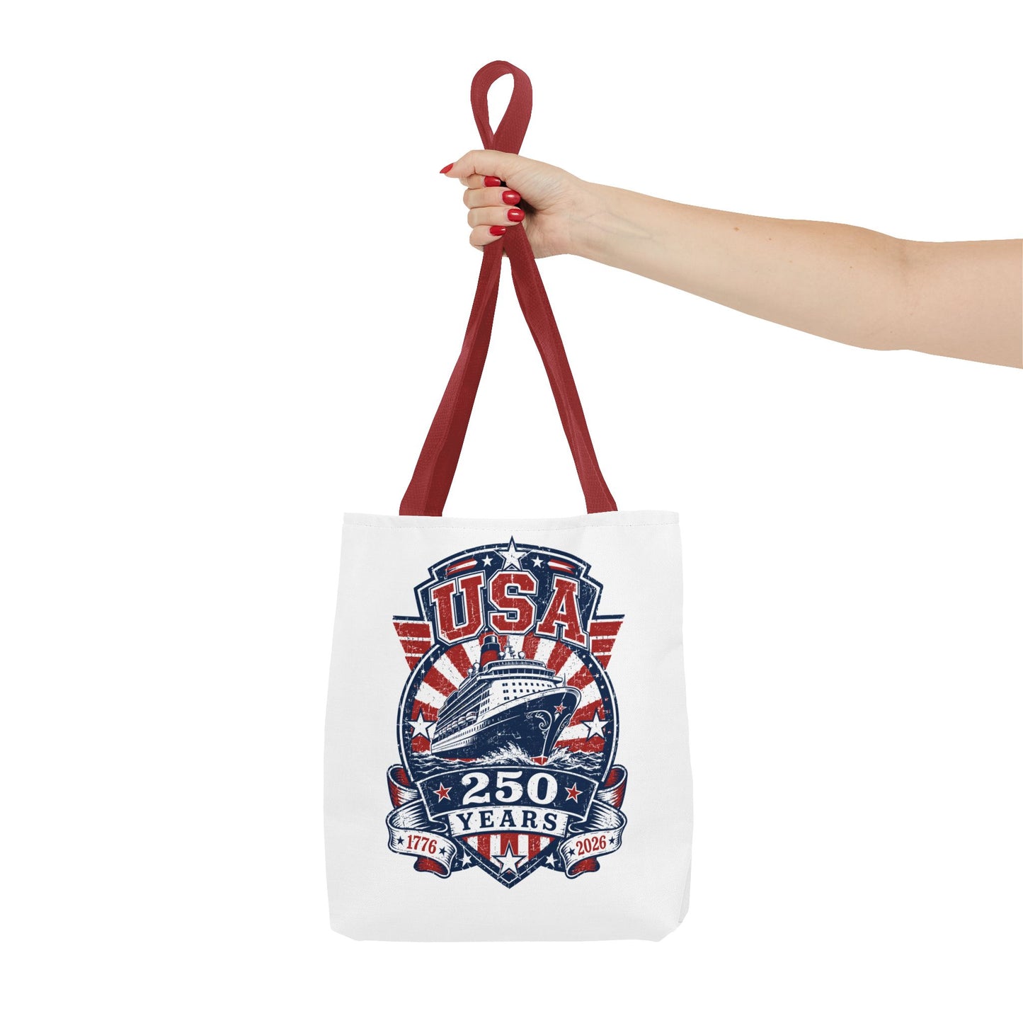 USA 250 Years Commemorative Tote Bag — 1776-2026 Patriotic Cruise Emblem
