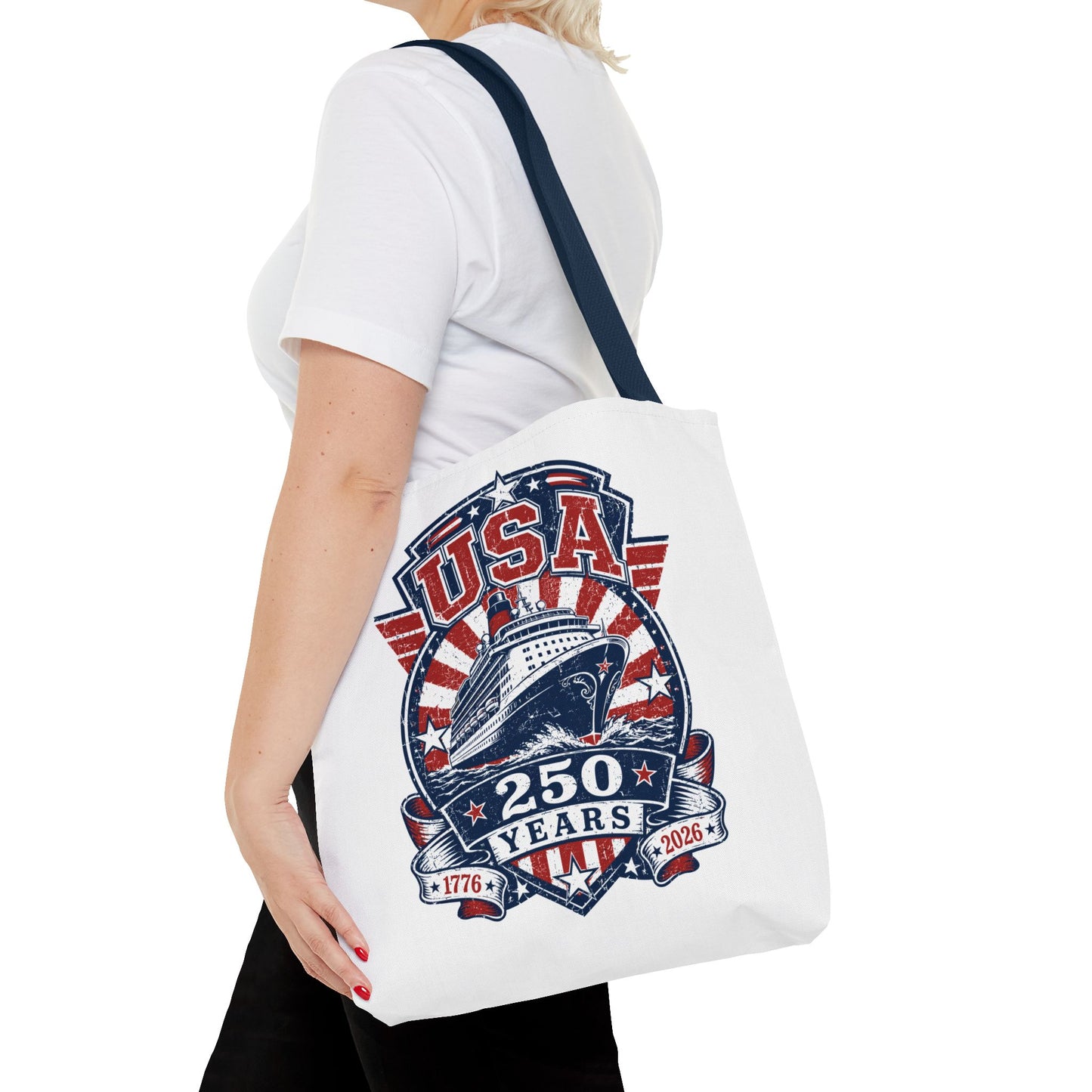 USA 250 Years Commemorative Tote Bag — 1776-2026 Patriotic Cruise Emblem