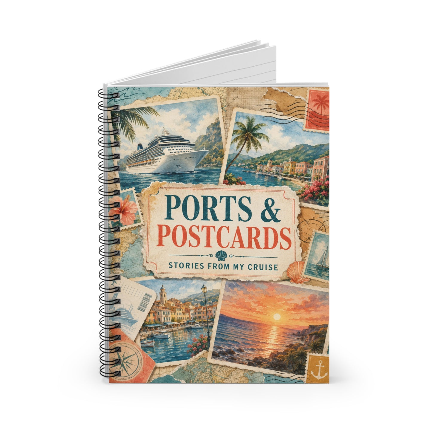 Ports & Postcards Cruise Travel Spiral Journal