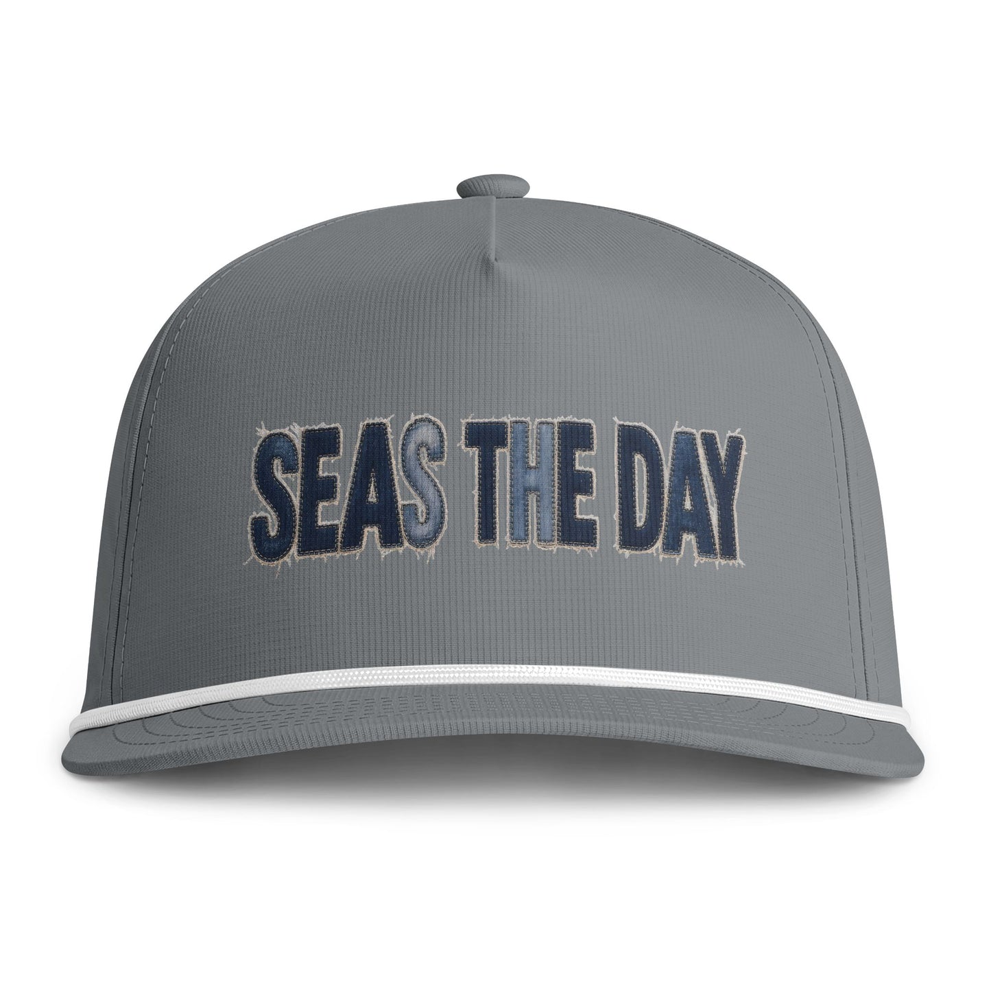 Seas The Day Rope Cap — Nautical Sunwashed Trucker Hat
