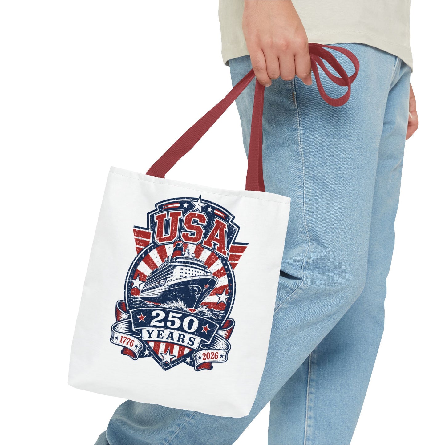 USA 250 Years Commemorative Tote Bag — 1776-2026 Patriotic Cruise Emblem