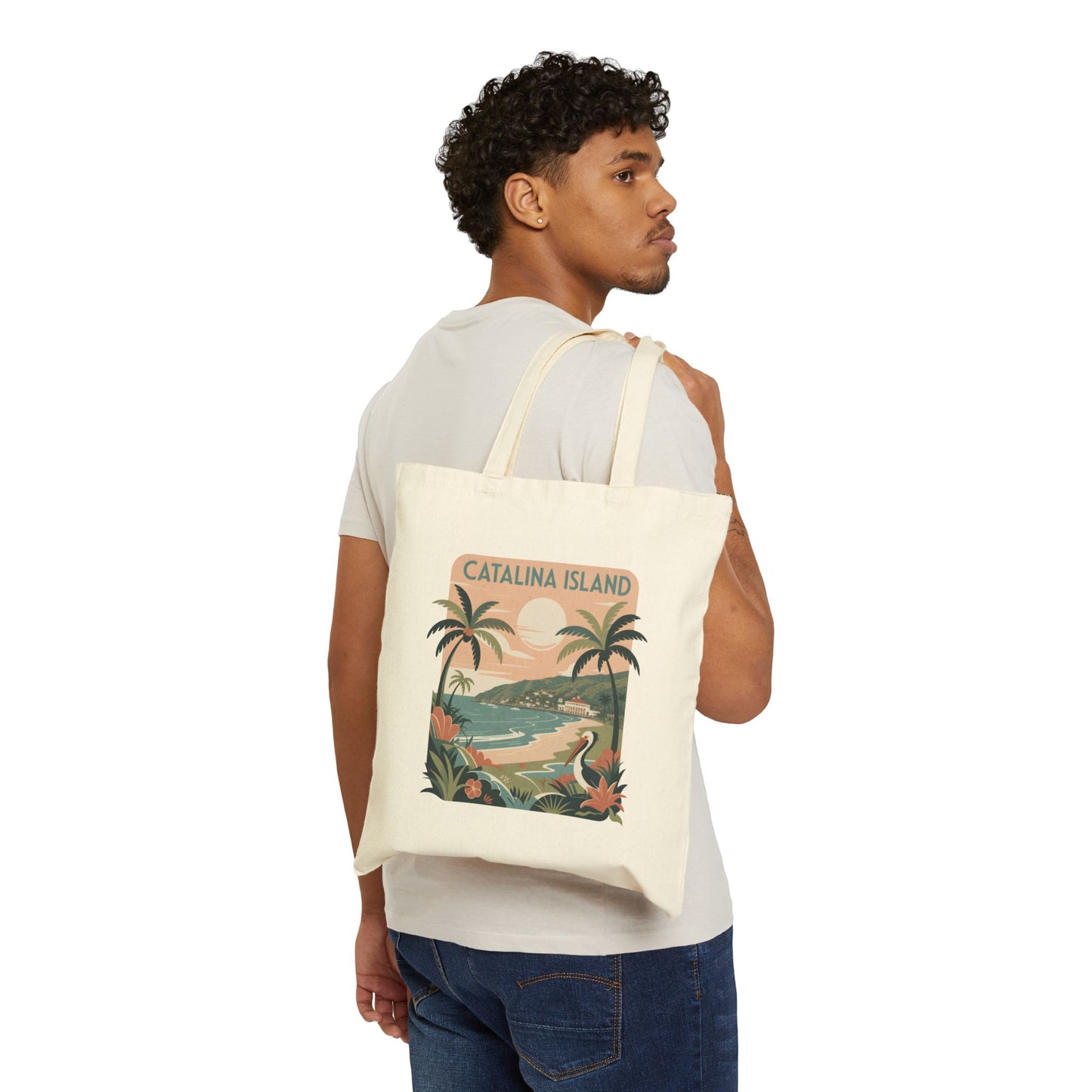 Tote Bag — Catalina Island Vintage Beach Scene Canvas Tote