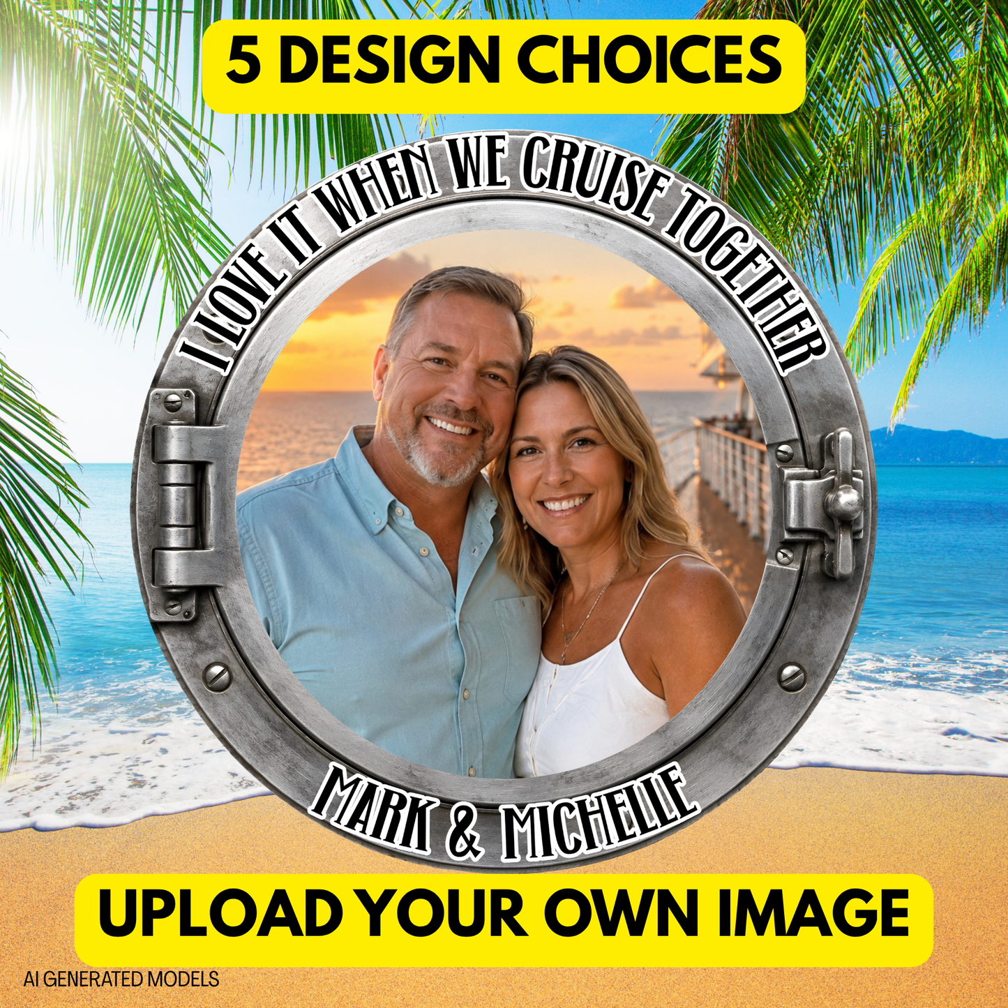Personalized Cruise Porthole Photo Door Magnet