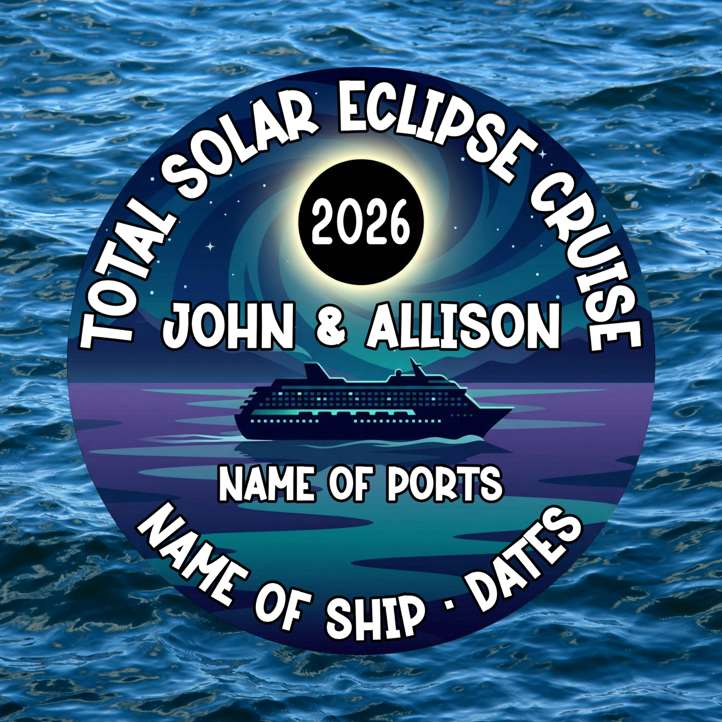2026 Total Solar Eclipse Cruise Door Magnet - Style 2