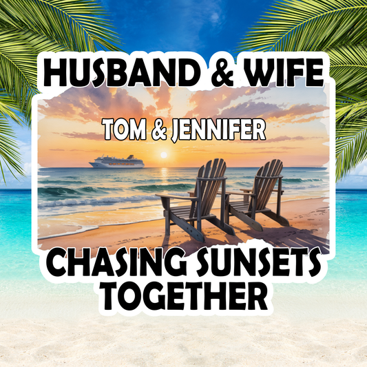 Personalized Husband Wife Cruising Partners for Life Door Magnet