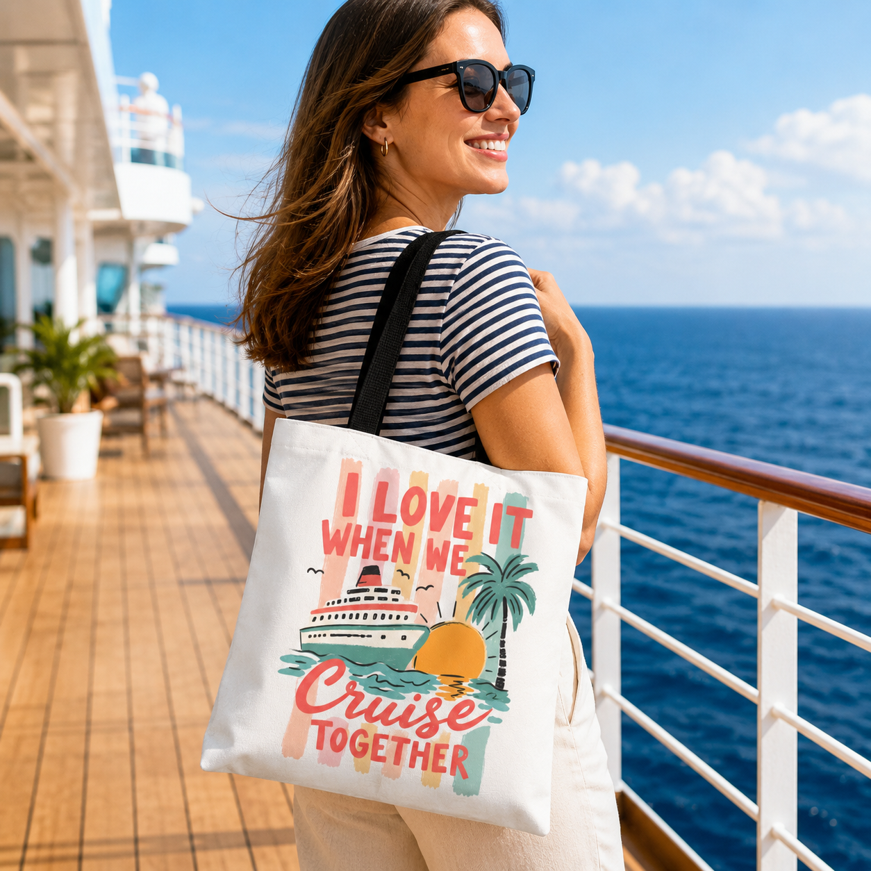 Cruise Together Tote Bag — "I Love It When We Cruise Together" Beach Vacation Tote