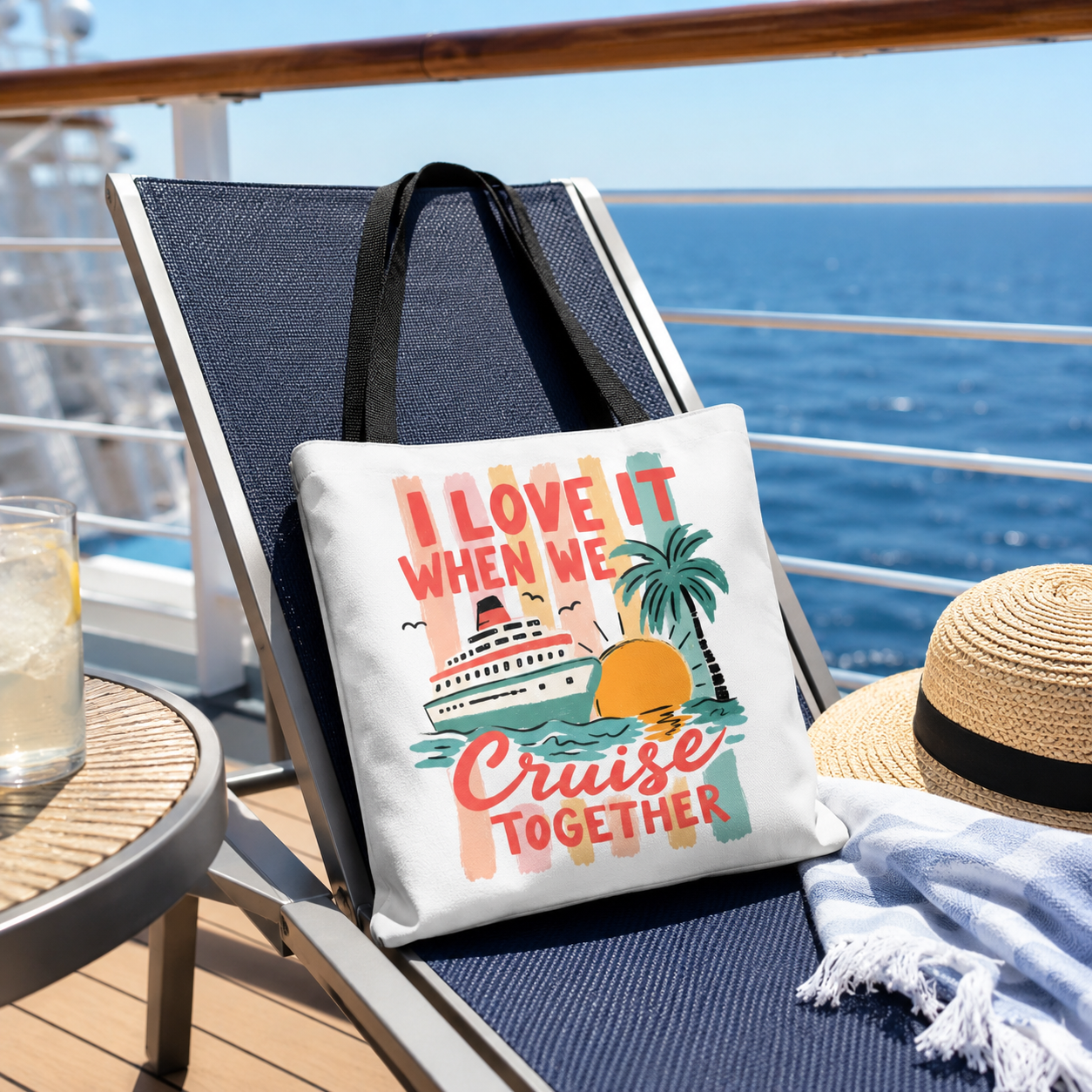 Cruise Together Tote Bag — "I Love It When We Cruise Together" Beach Vacation Tote