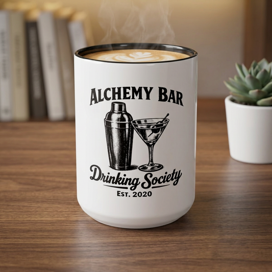 Alchemy Bar Drinking Society' Vintage Cocktail Design Coffee Mug (11/15 oz)