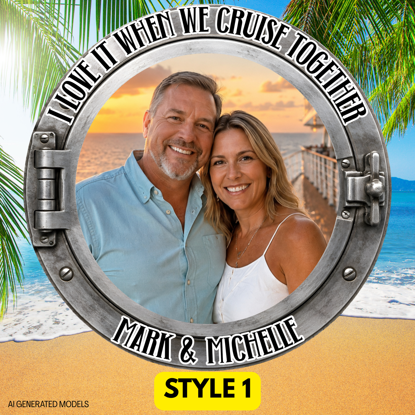 Personalized Cruise Porthole Photo Door Magnet