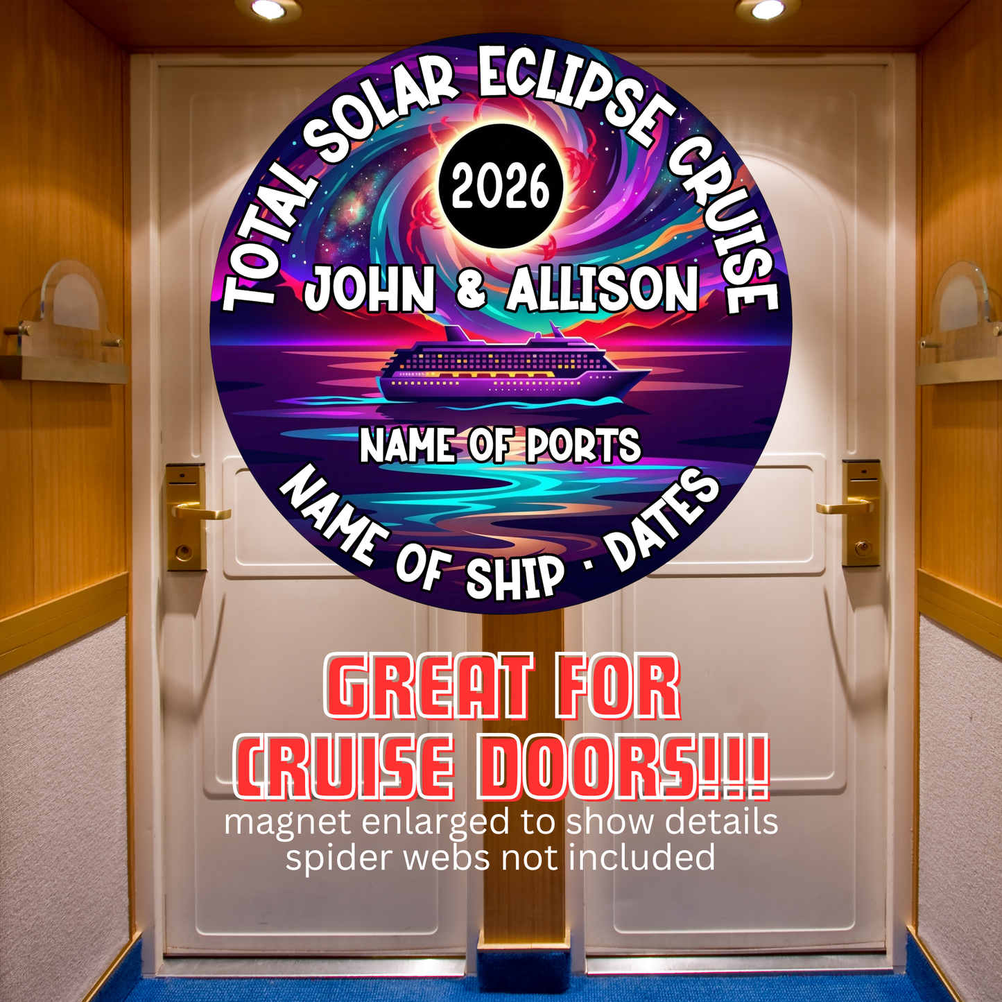2026 Total Solar Eclipse Cruise Door Magnet - Style 3