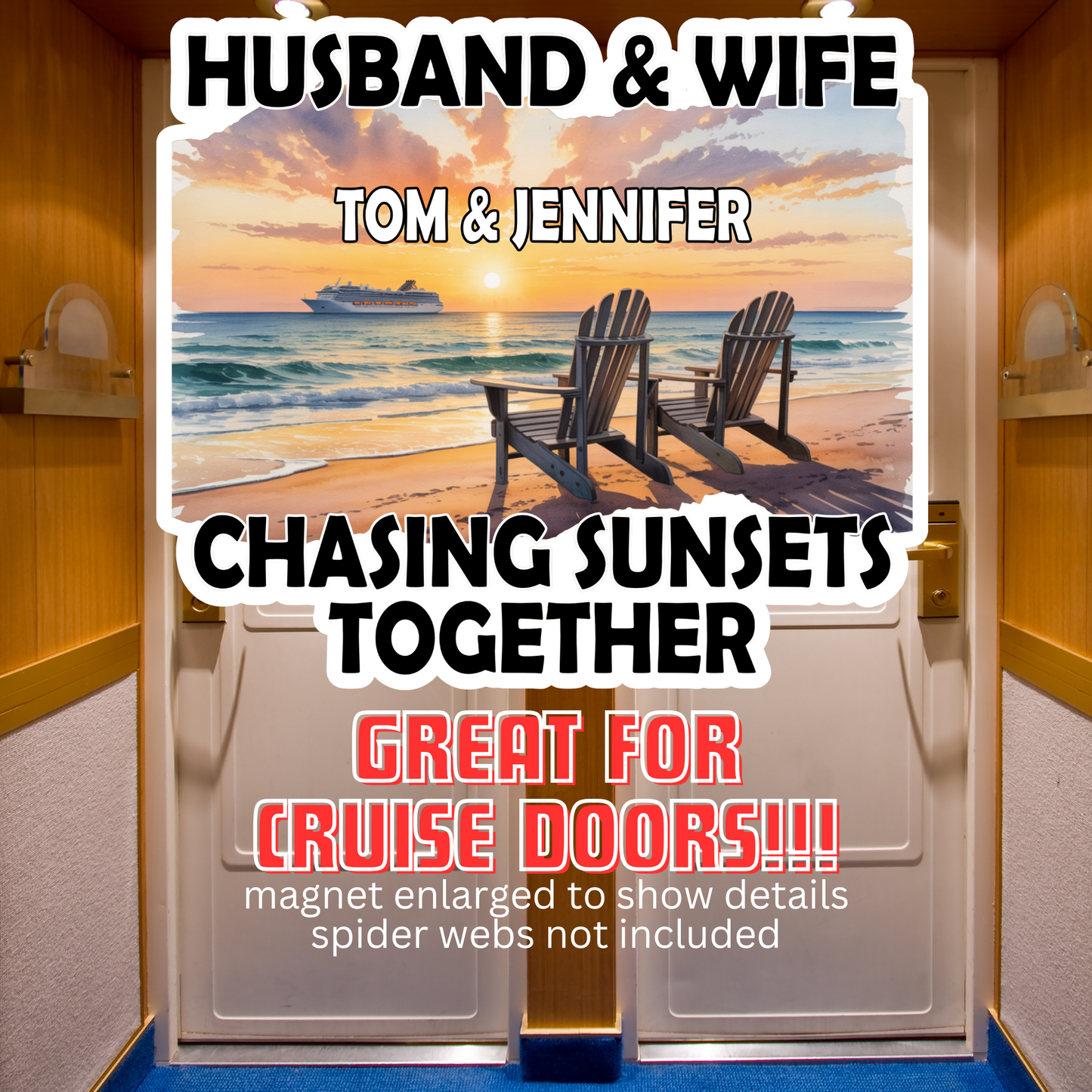 Personalized Husband Wife Cruising Partners for Life Door Magnet
