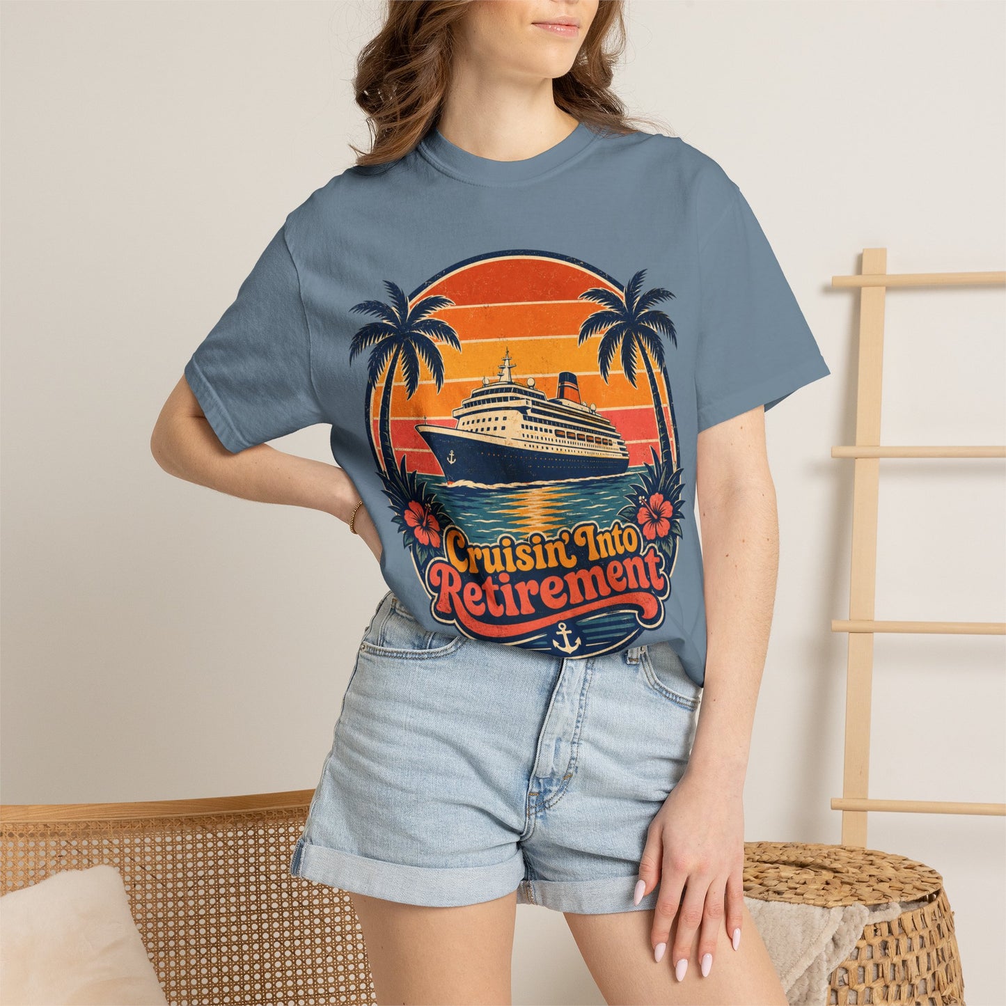 Cruisin' Into Retirement T-Shirt — Retro Cruise Vacation Retirement Gift