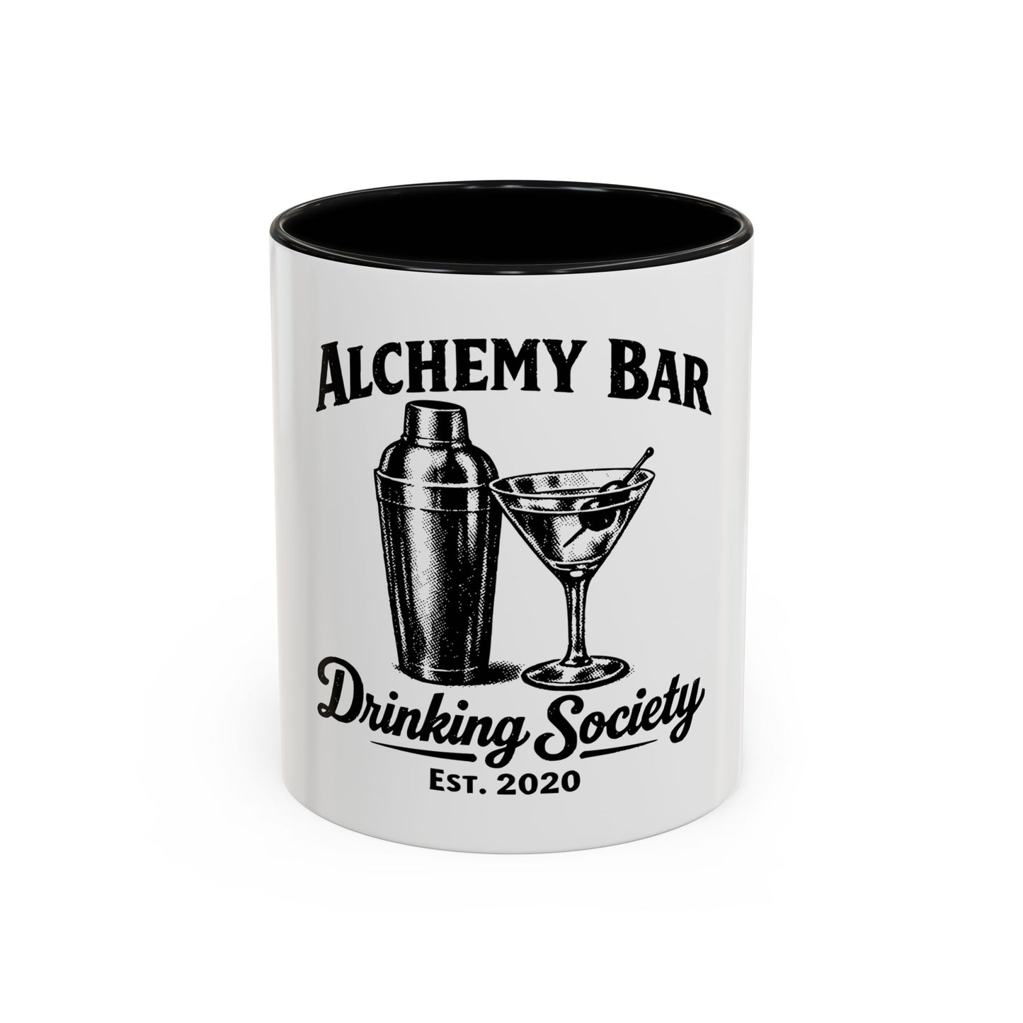 Alchemy Bar Drinking Society' Vintage Cocktail Design Coffee Mug (11/15 oz)