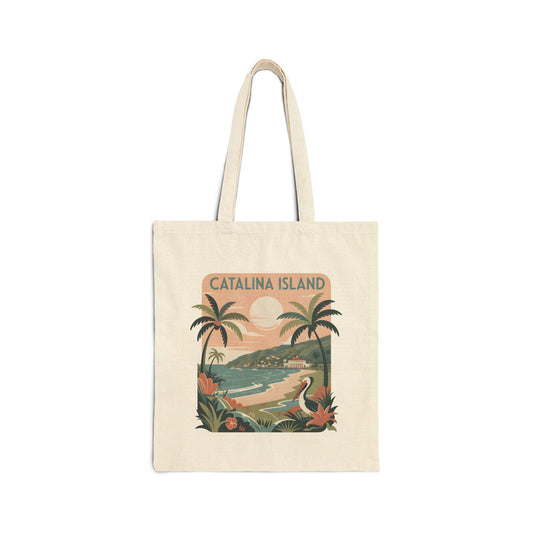 Tote Bag — Catalina Island Vintage Beach Scene Canvas Tote