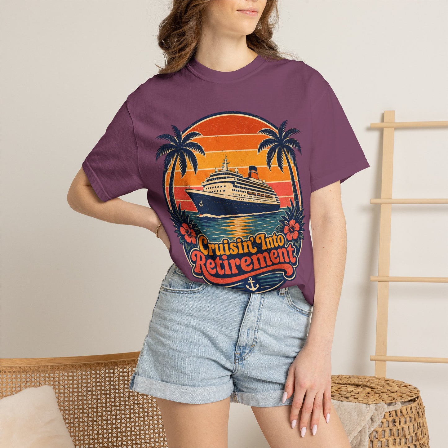 Cruisin' Into Retirement T-Shirt — Retro Cruise Vacation Retirement Gift