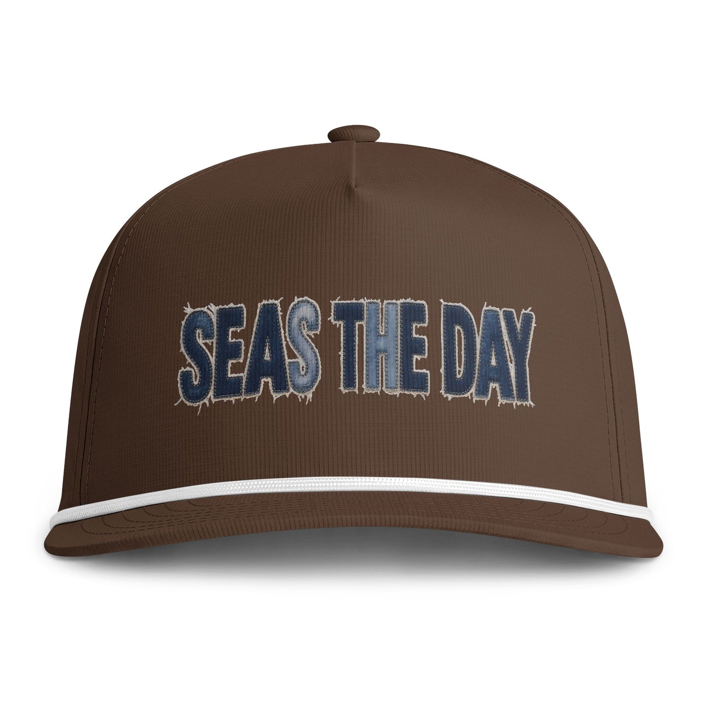 Seas The Day Rope Cap — Nautical Sunwashed Trucker Hat