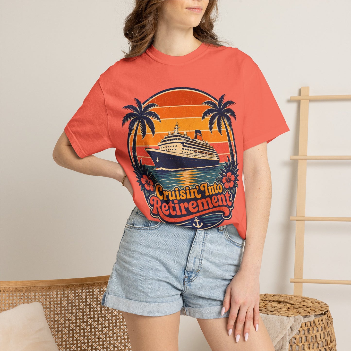 Cruisin' Into Retirement T-Shirt — Retro Cruise Vacation Retirement Gift