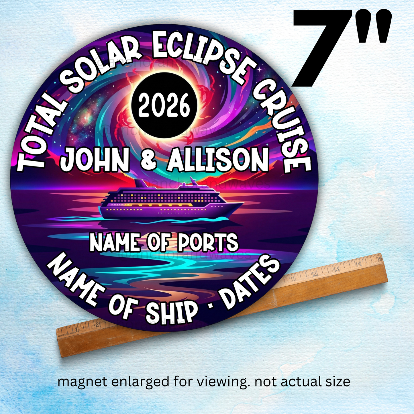 2026 Total Solar Eclipse Cruise Door Magnet - Style 3