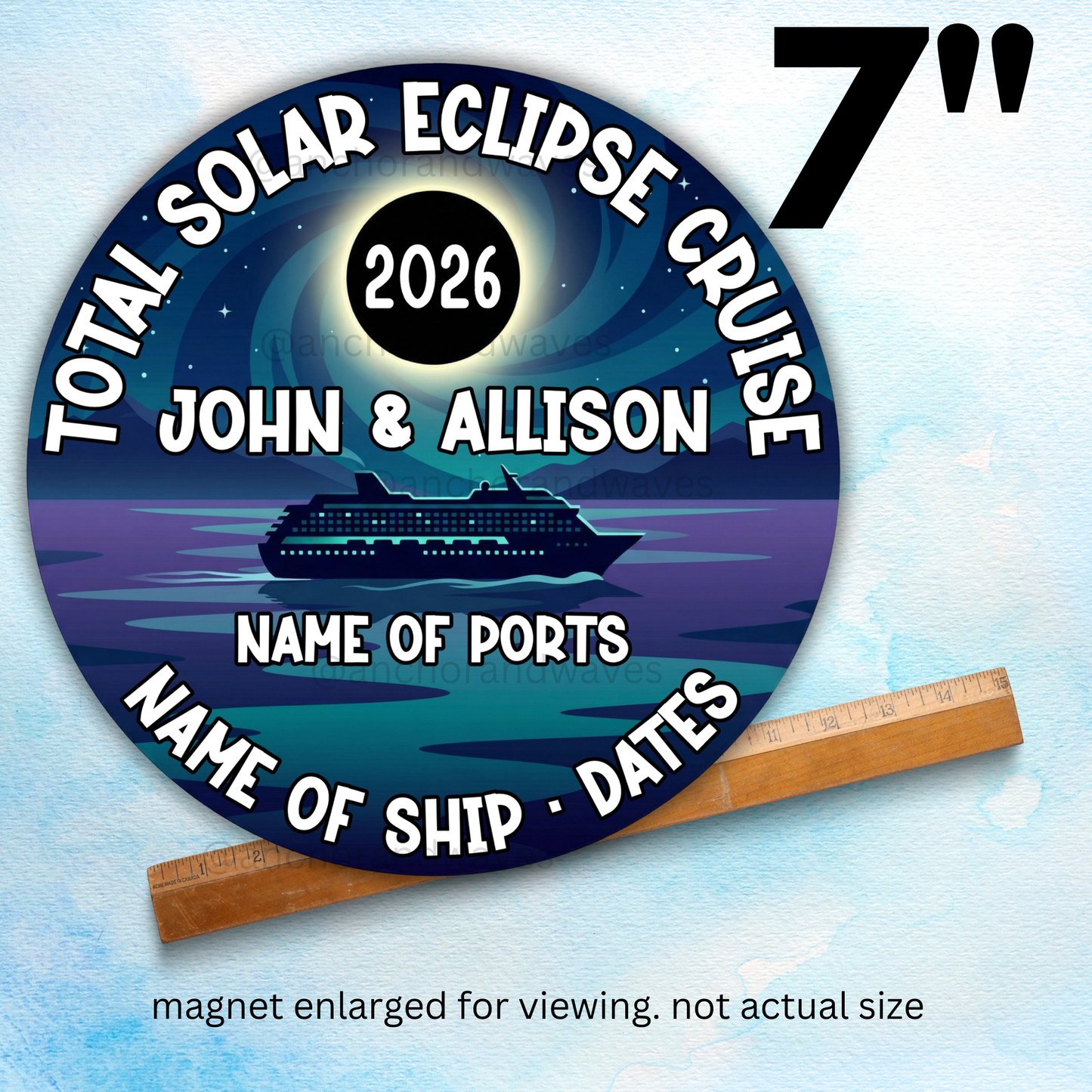 2026 Total Solar Eclipse Cruise Door Magnet - Style 2