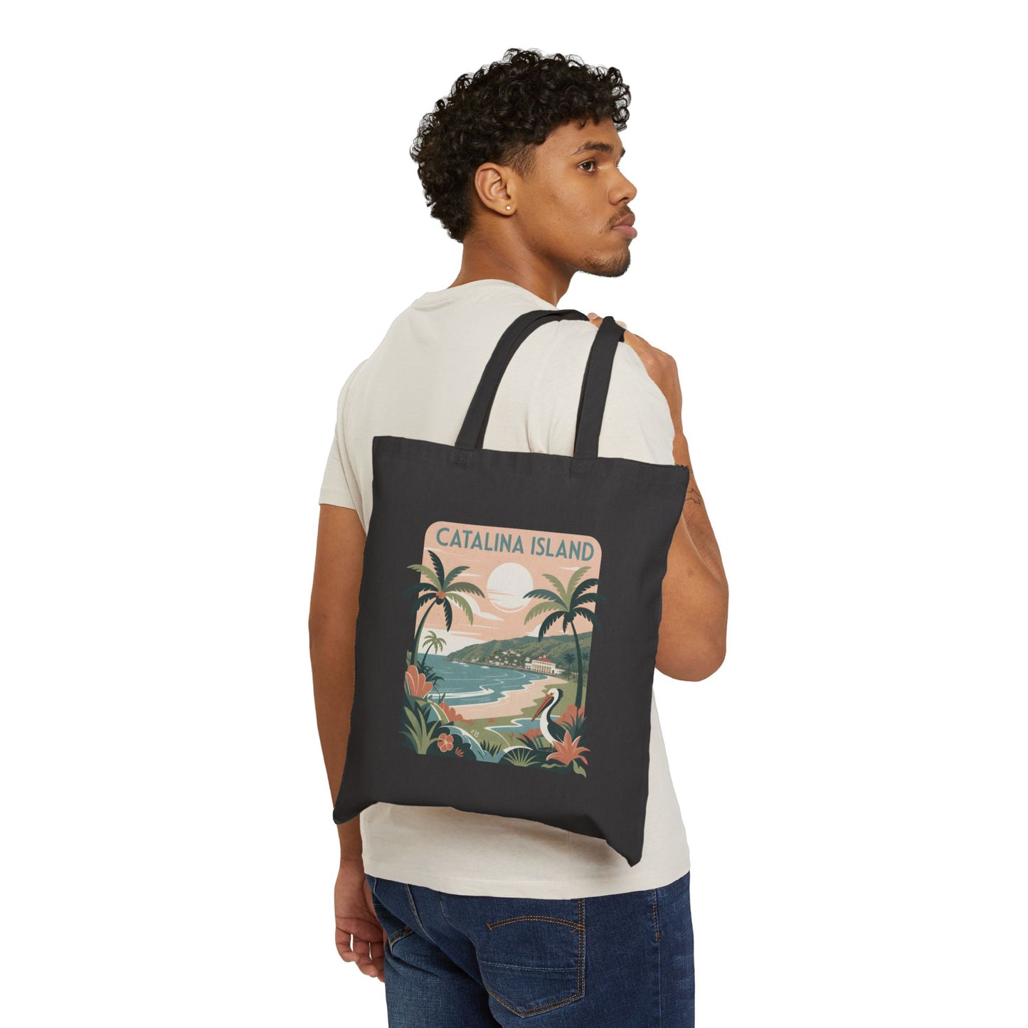 Tote Bag — Catalina Island Vintage Beach Scene Canvas Tote