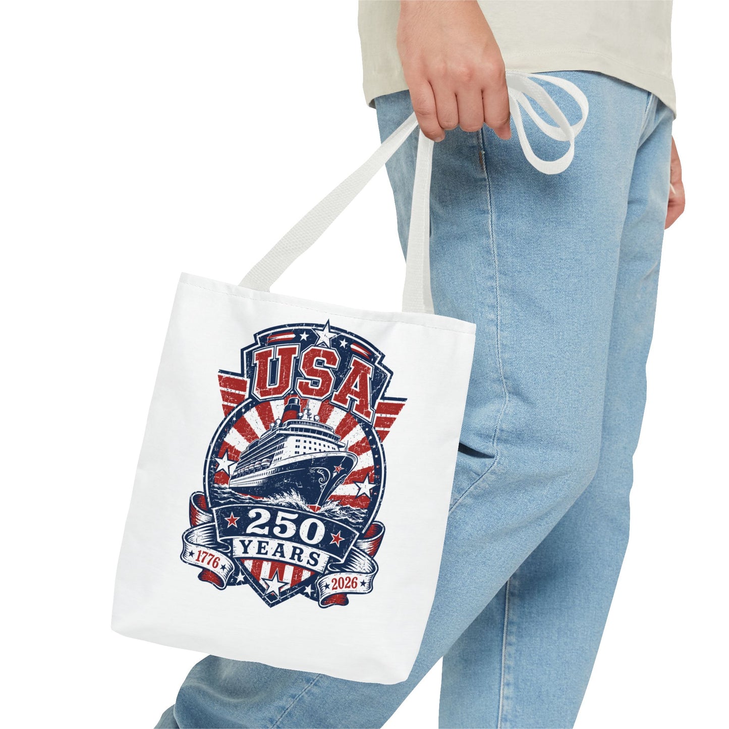 USA 250 Years Commemorative Tote Bag — 1776-2026 Patriotic Cruise Emblem