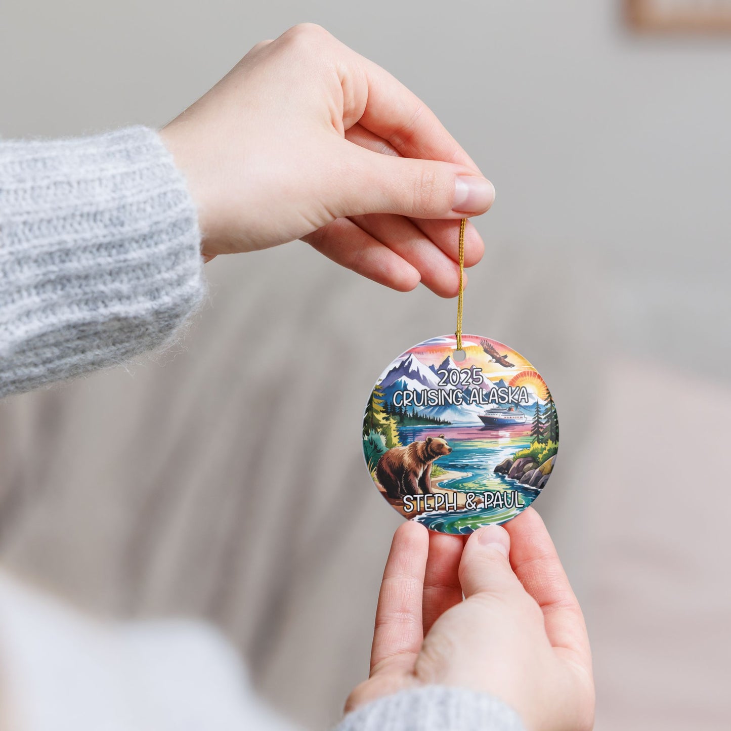 Personalized Cruising Alaska Cruise Ceramic Ornament, Christmas Ornament, Holiday Keepsake, Cruise Souvenir