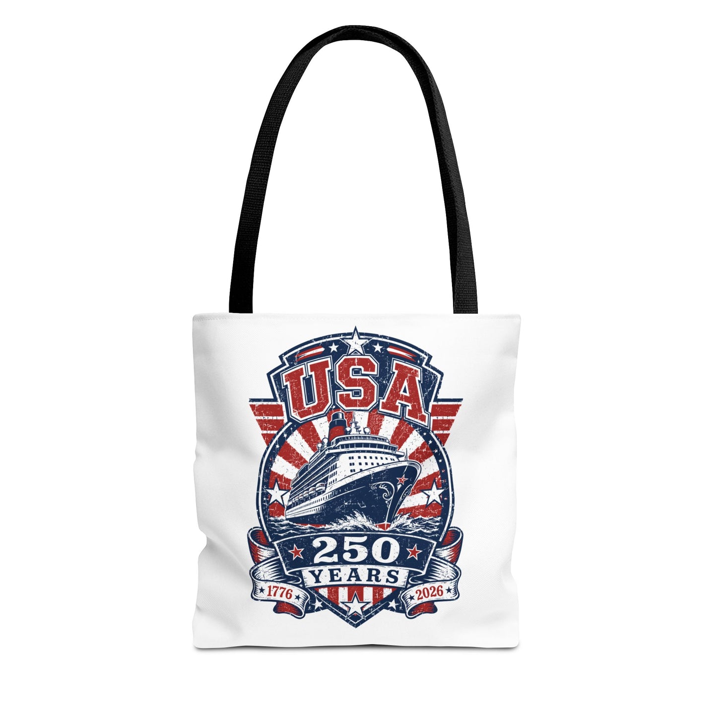 USA 250 Years Commemorative Tote Bag — 1776-2026 Patriotic Cruise Emblem