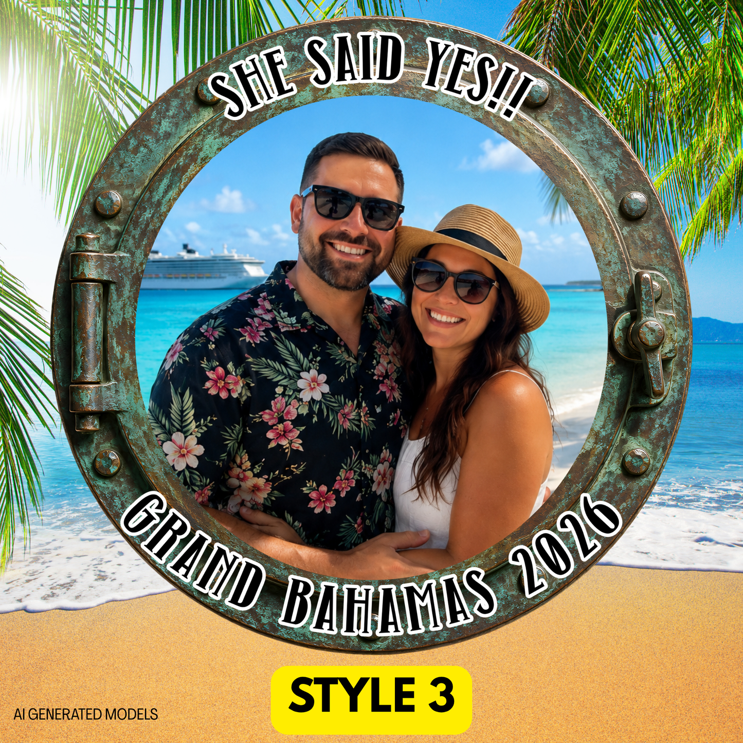 Personalized Cruise Porthole Photo Door Magnet
