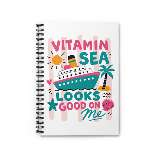 Vitamin Sea Cruise Notebook — Spiral Ruled Journal with Tropical Cruise Design