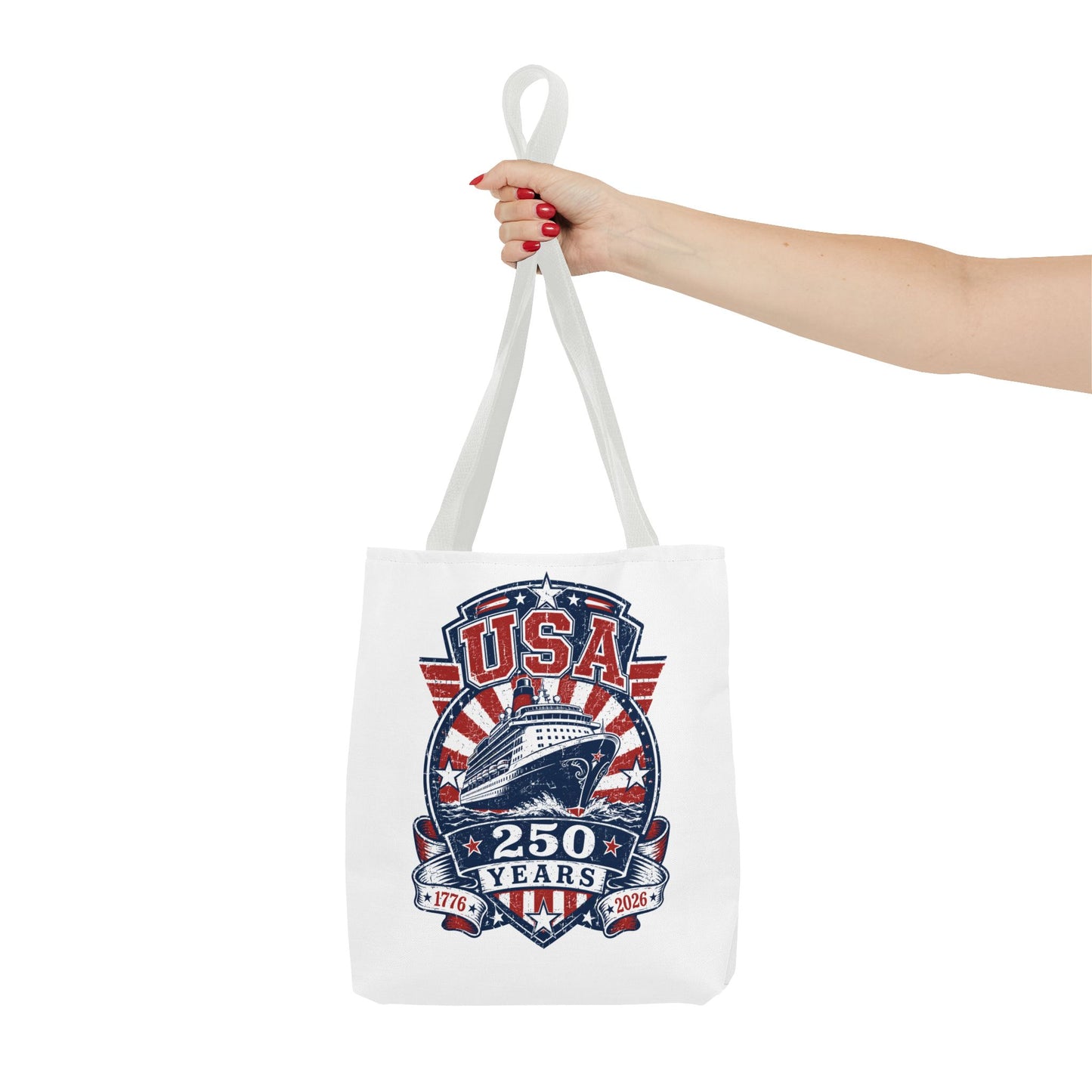USA 250 Years Commemorative Tote Bag — 1776-2026 Patriotic Cruise Emblem