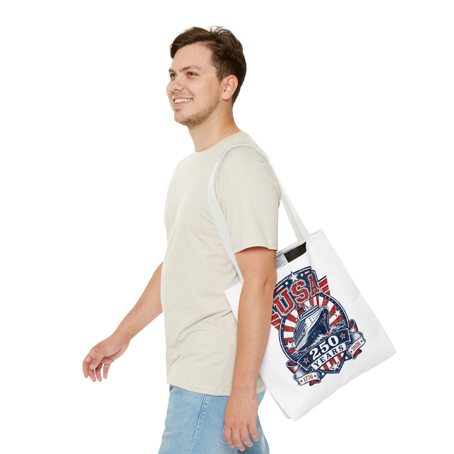 USA 250 Years Commemorative Tote Bag — 1776-2026 Patriotic Cruise Emblem