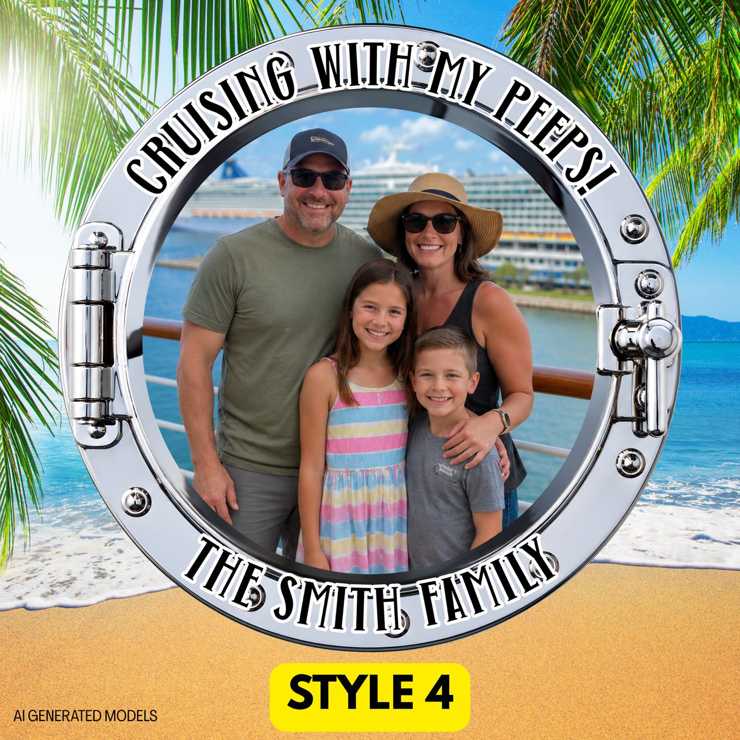 Personalized Cruise Porthole Photo Door Magnet