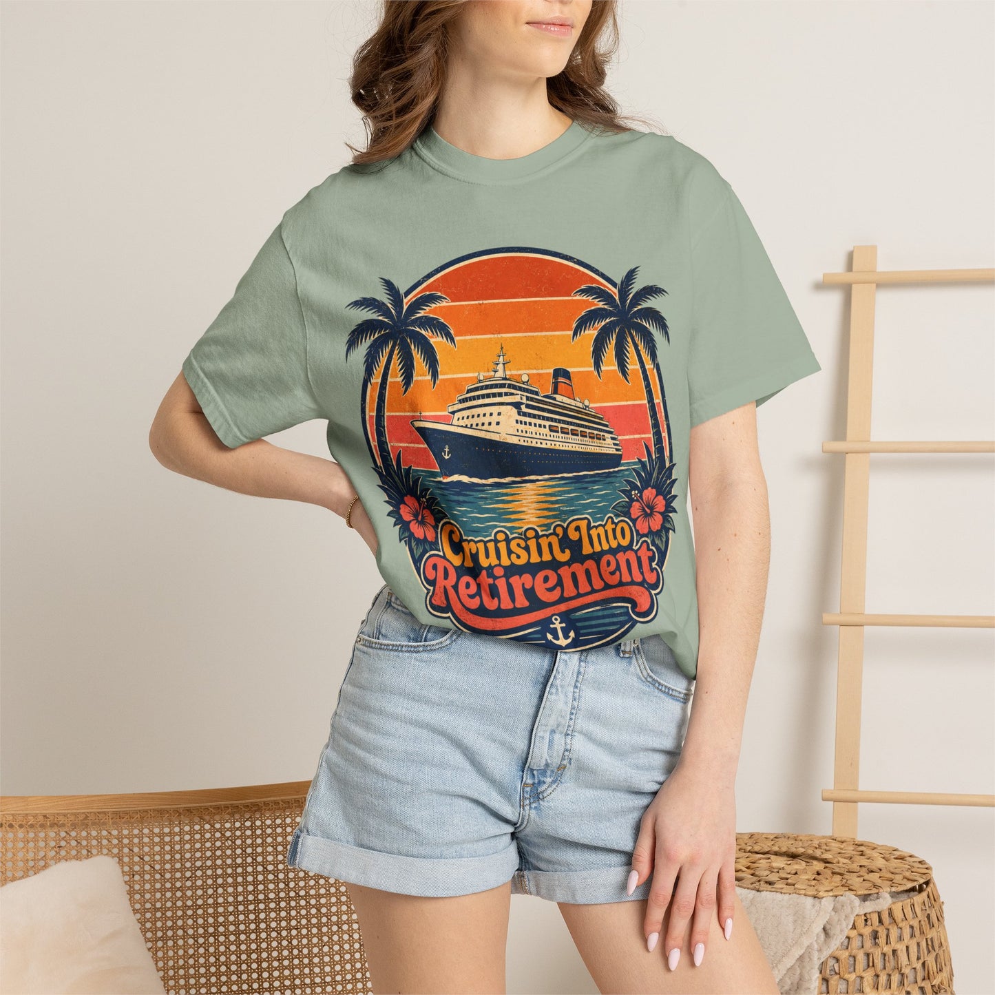 Cruisin' Into Retirement T-Shirt — Retro Cruise Vacation Retirement Gift