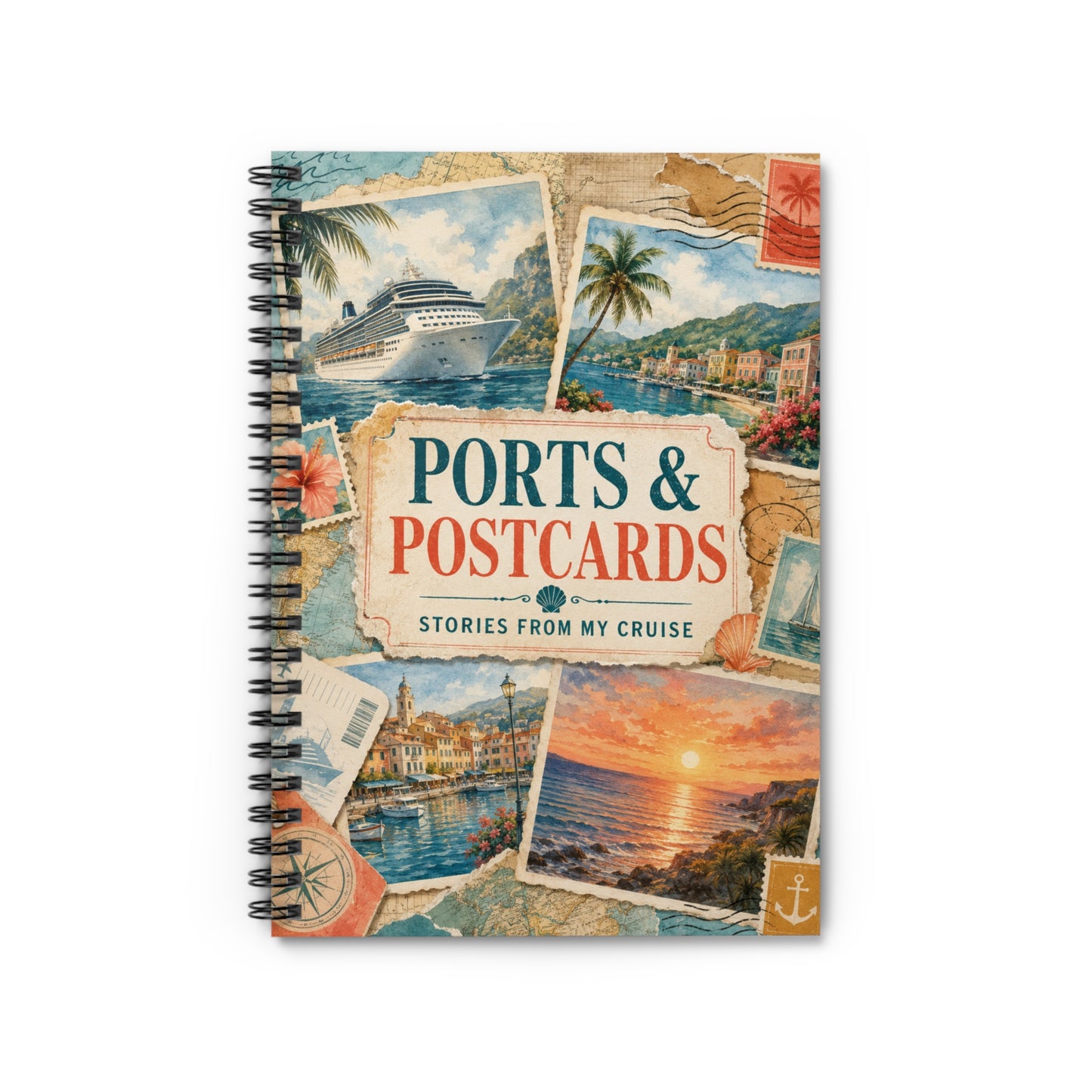 Ports & Postcards Cruise Travel Spiral Journal