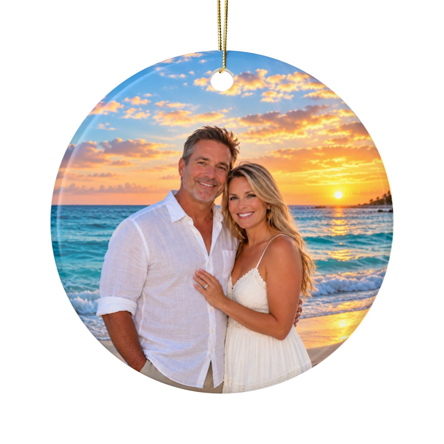 Cruise Partners for Life Personalized Photo Ceramic Christmas Ornament