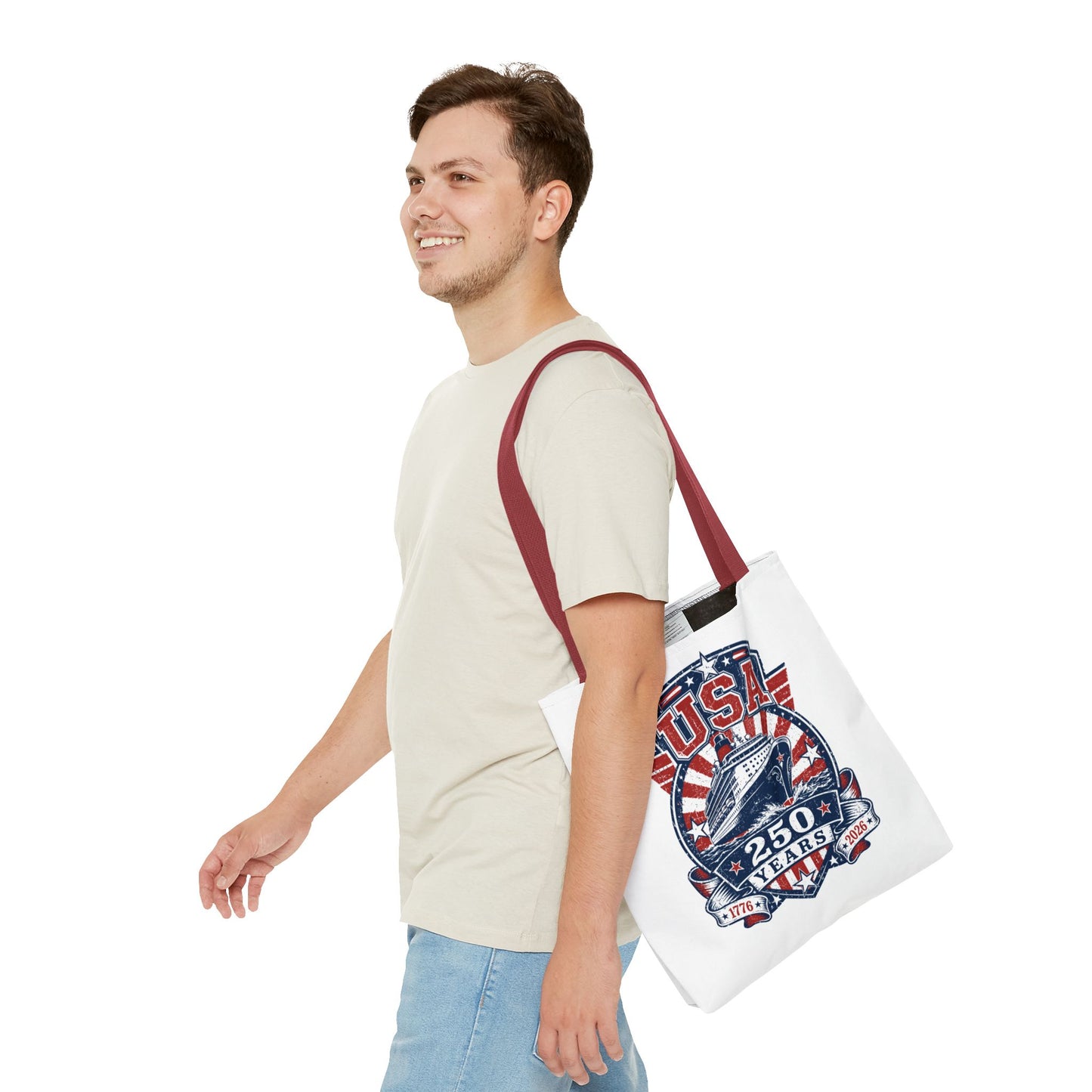 USA 250 Years Commemorative Tote Bag — 1776-2026 Patriotic Cruise Emblem
