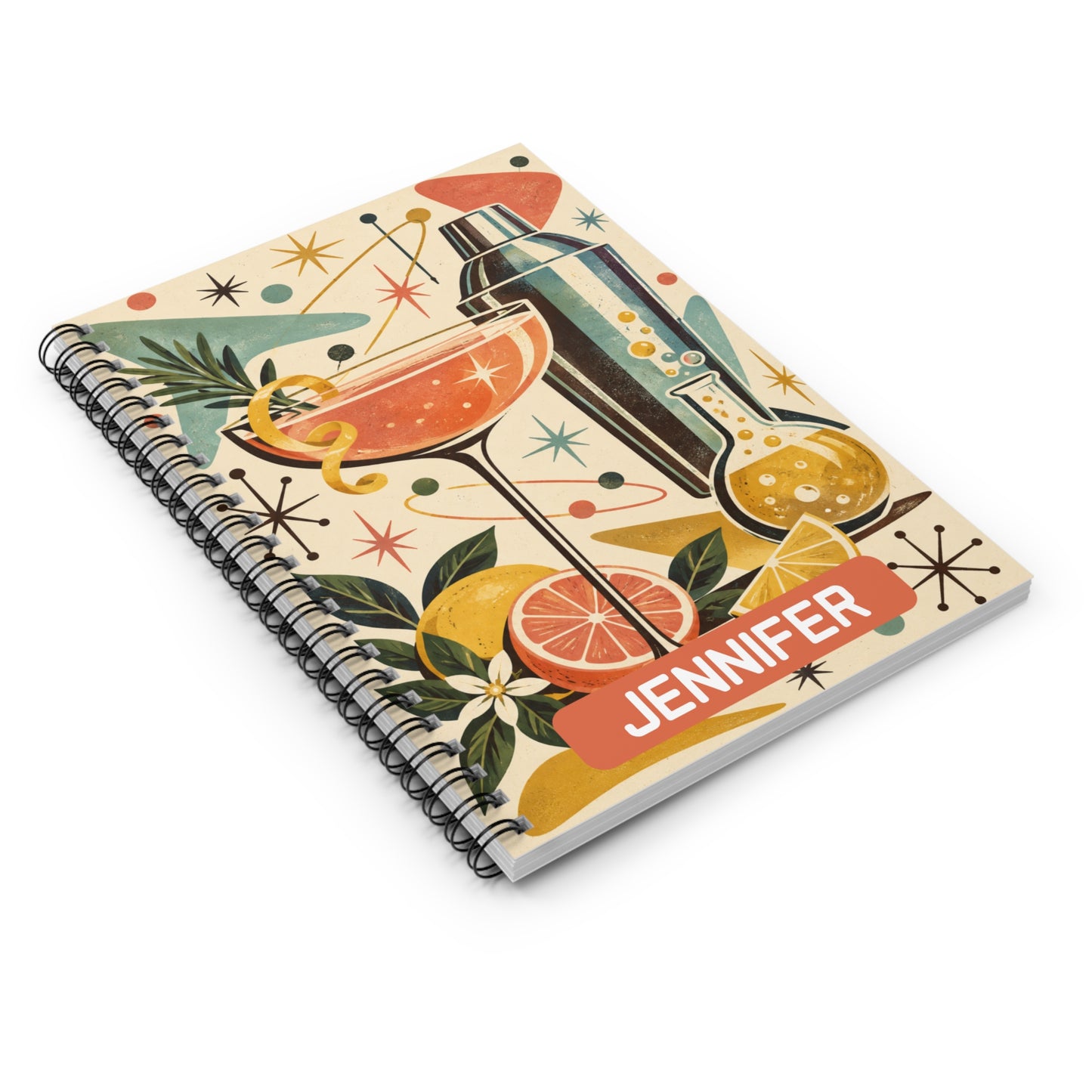 Retro Cocktail Spiral Personalized Journal
