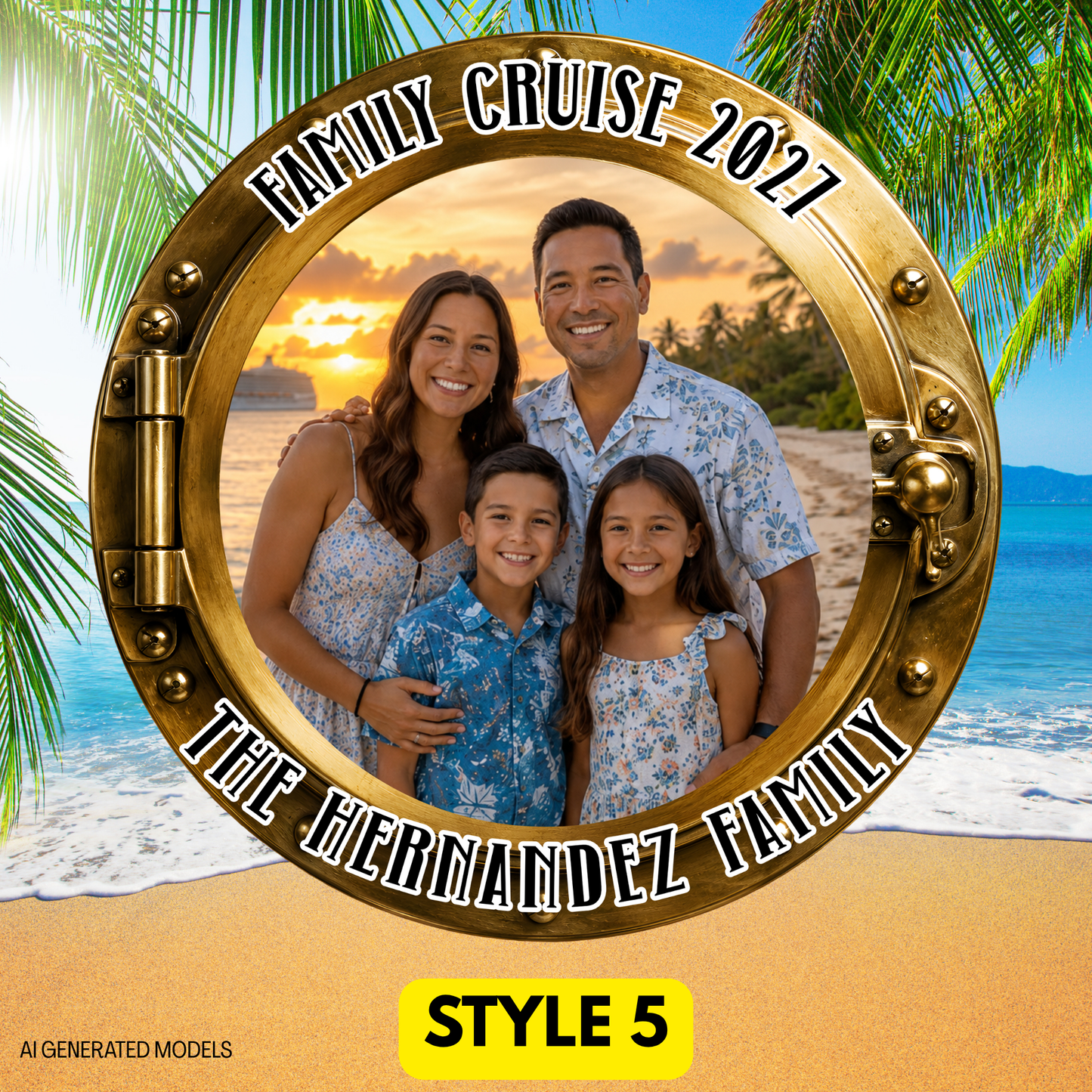 Personalized Cruise Porthole Photo Door Magnet