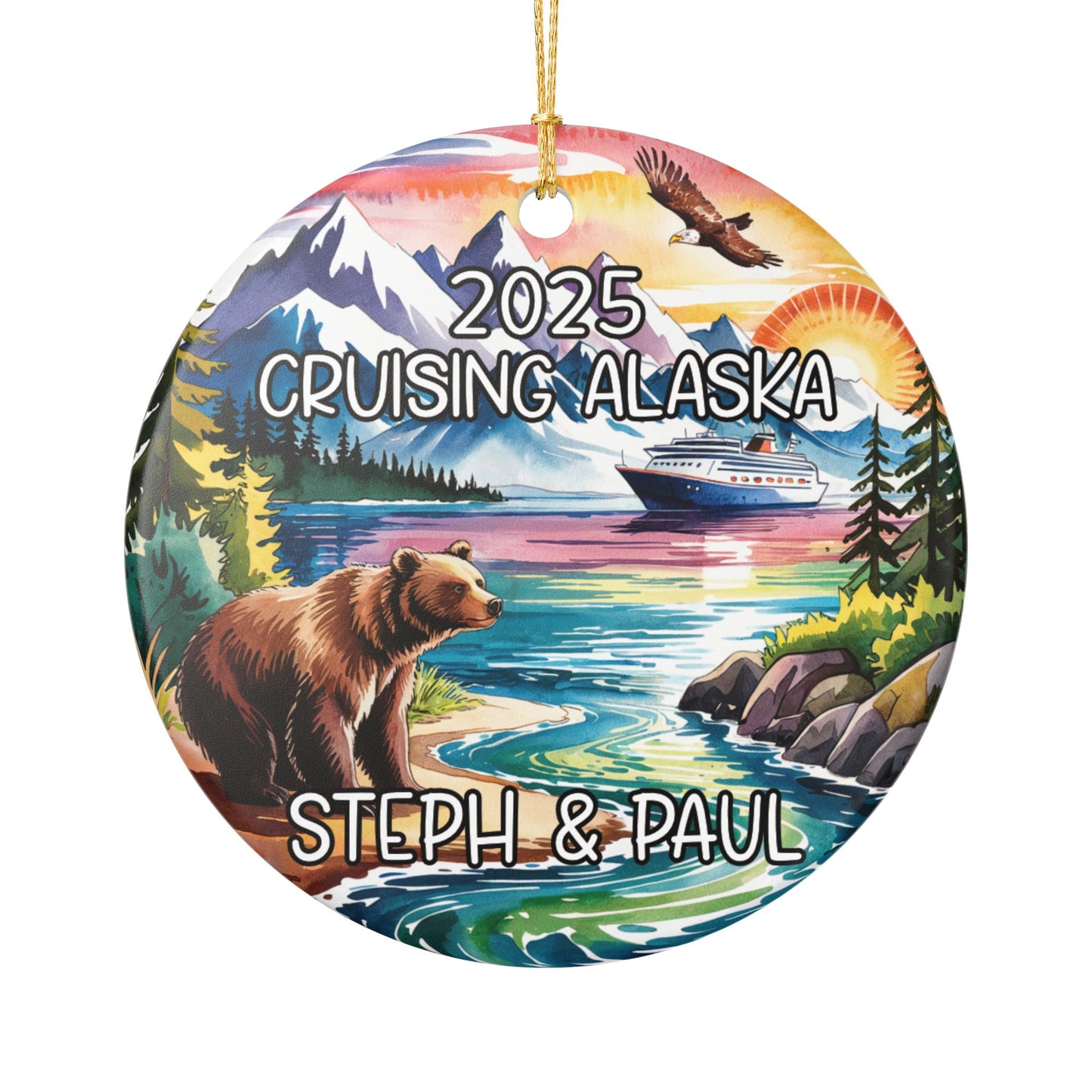 Personalized Cruising Alaska Cruise Ceramic Ornament, Christmas Ornament, Holiday Keepsake, Cruise Souvenir
