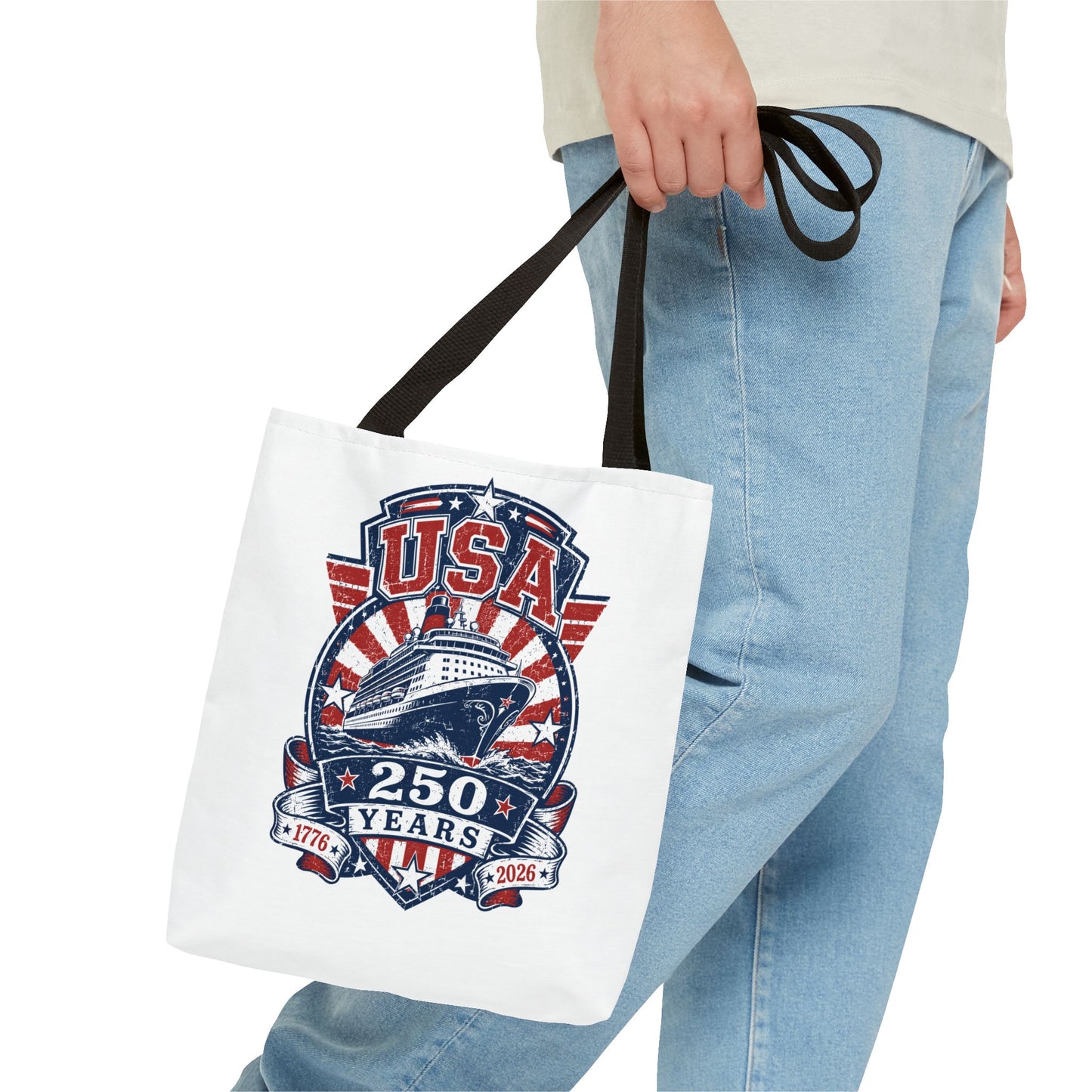 USA 250 Years Commemorative Tote Bag — 1776-2026 Patriotic Cruise Emblem