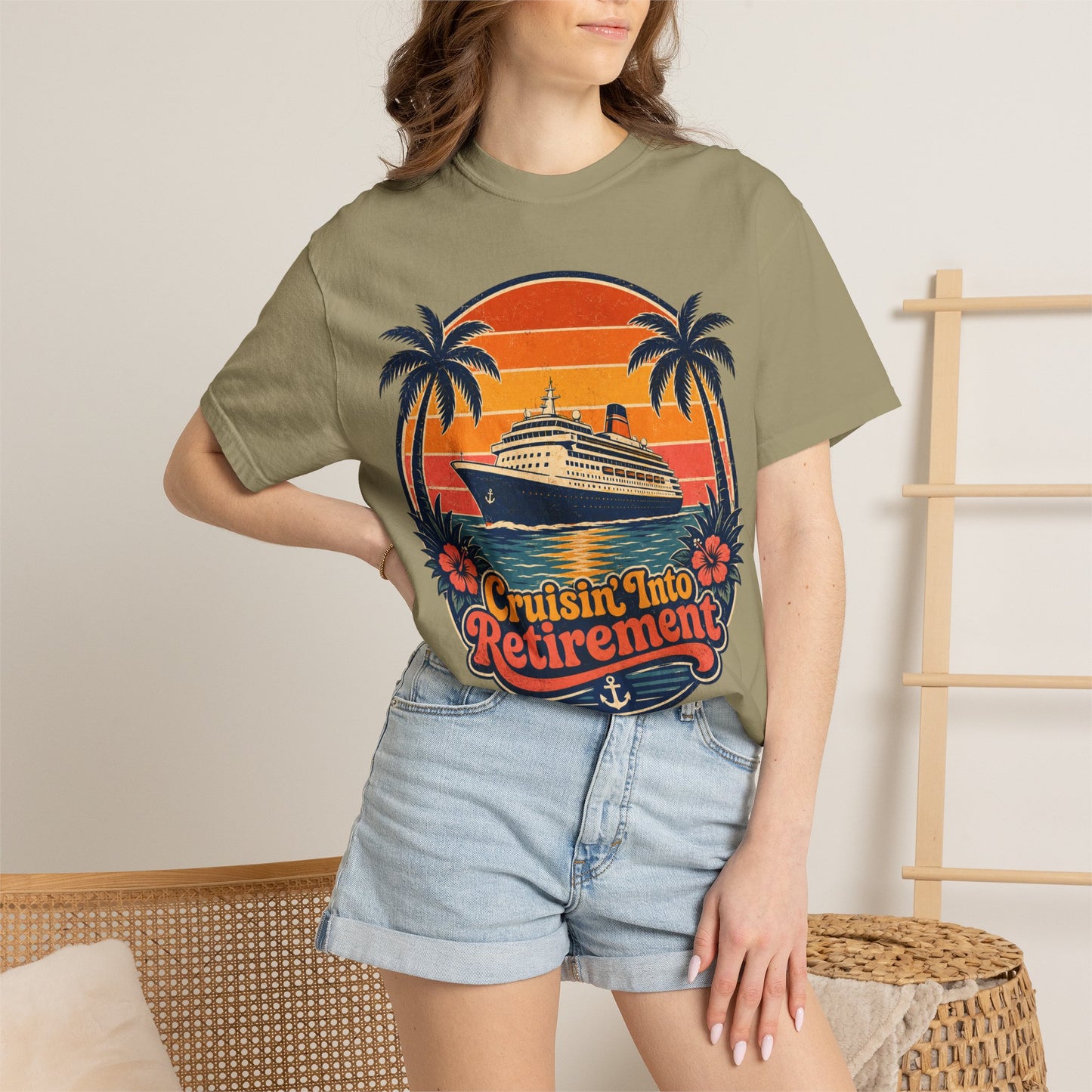 Cruisin' Into Retirement T-Shirt — Retro Cruise Vacation Retirement Gift