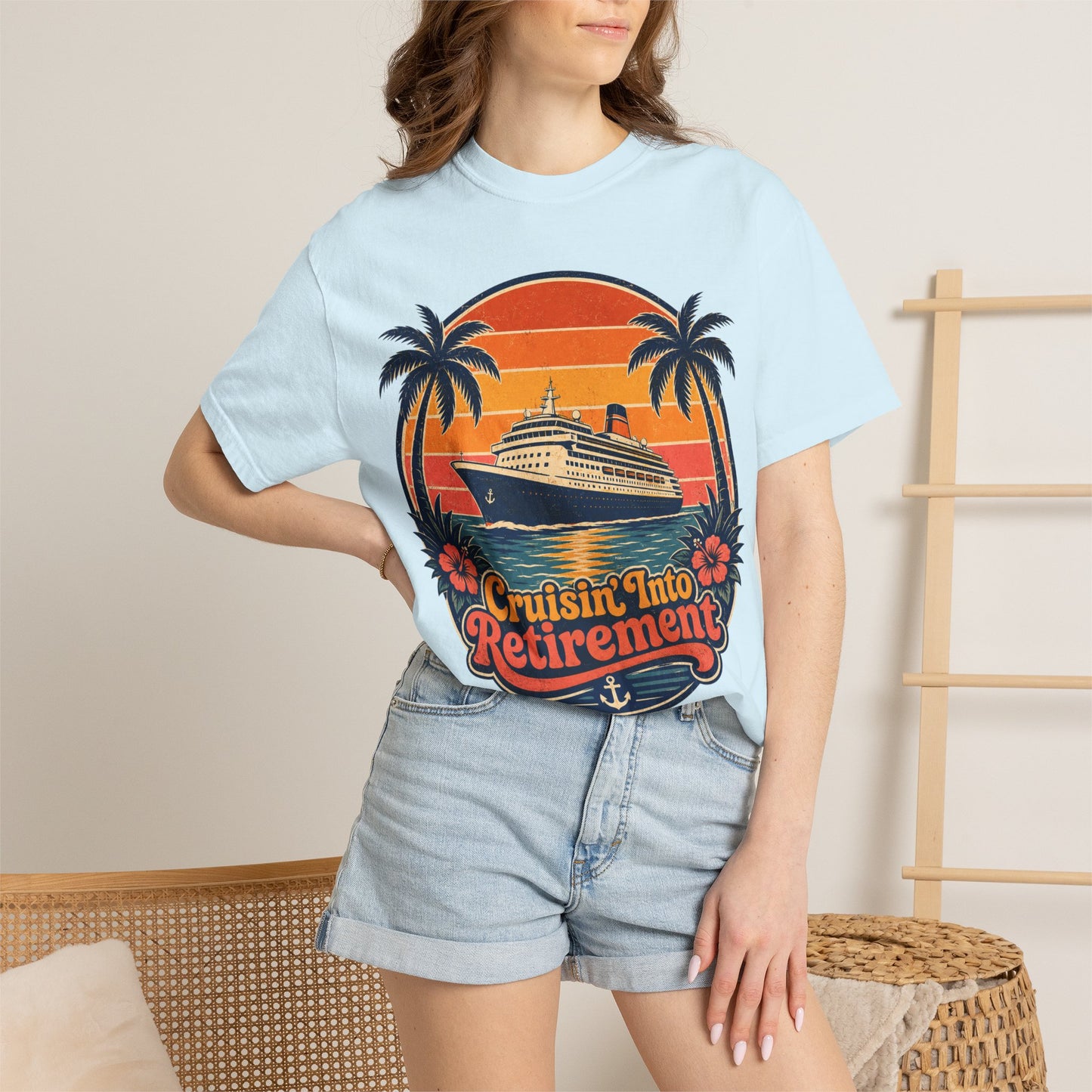 Cruisin' Into Retirement T-Shirt — Retro Cruise Vacation Retirement Gift