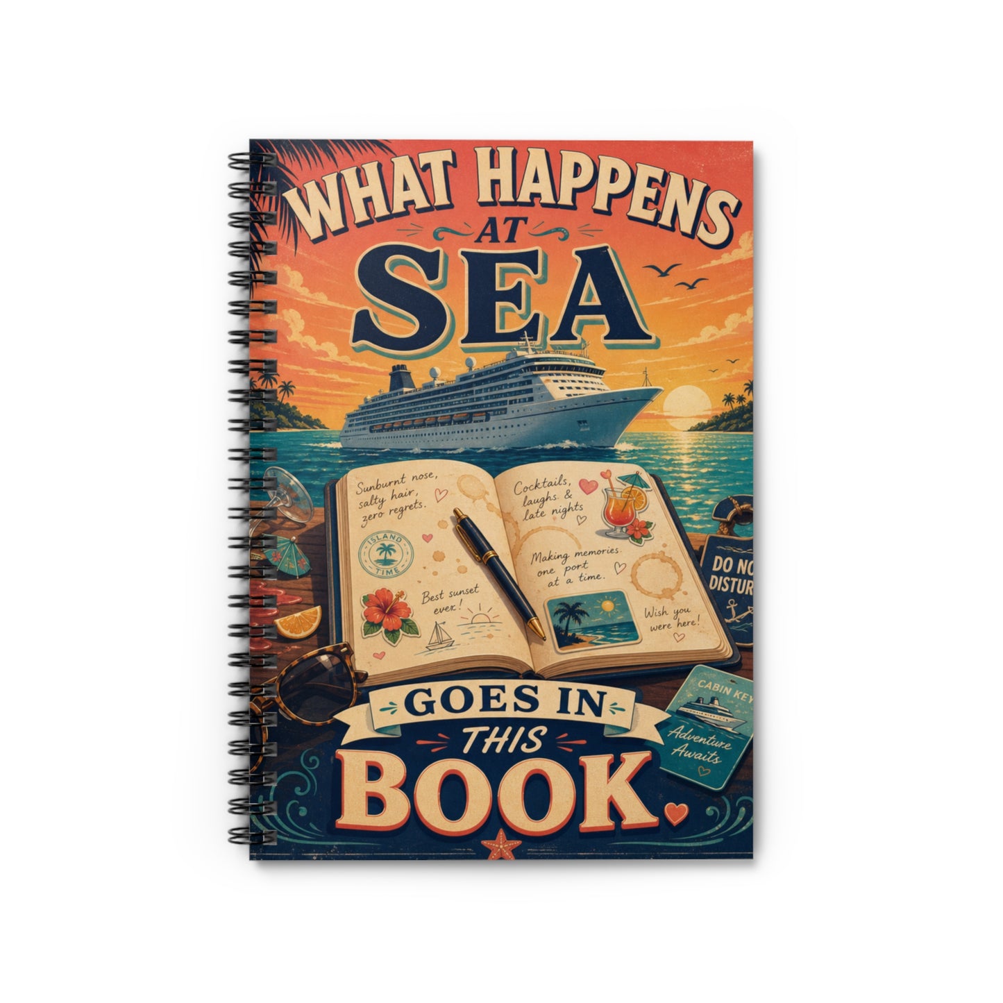 What Happens at Sea Goes in This Book Cruise Spiral Journal